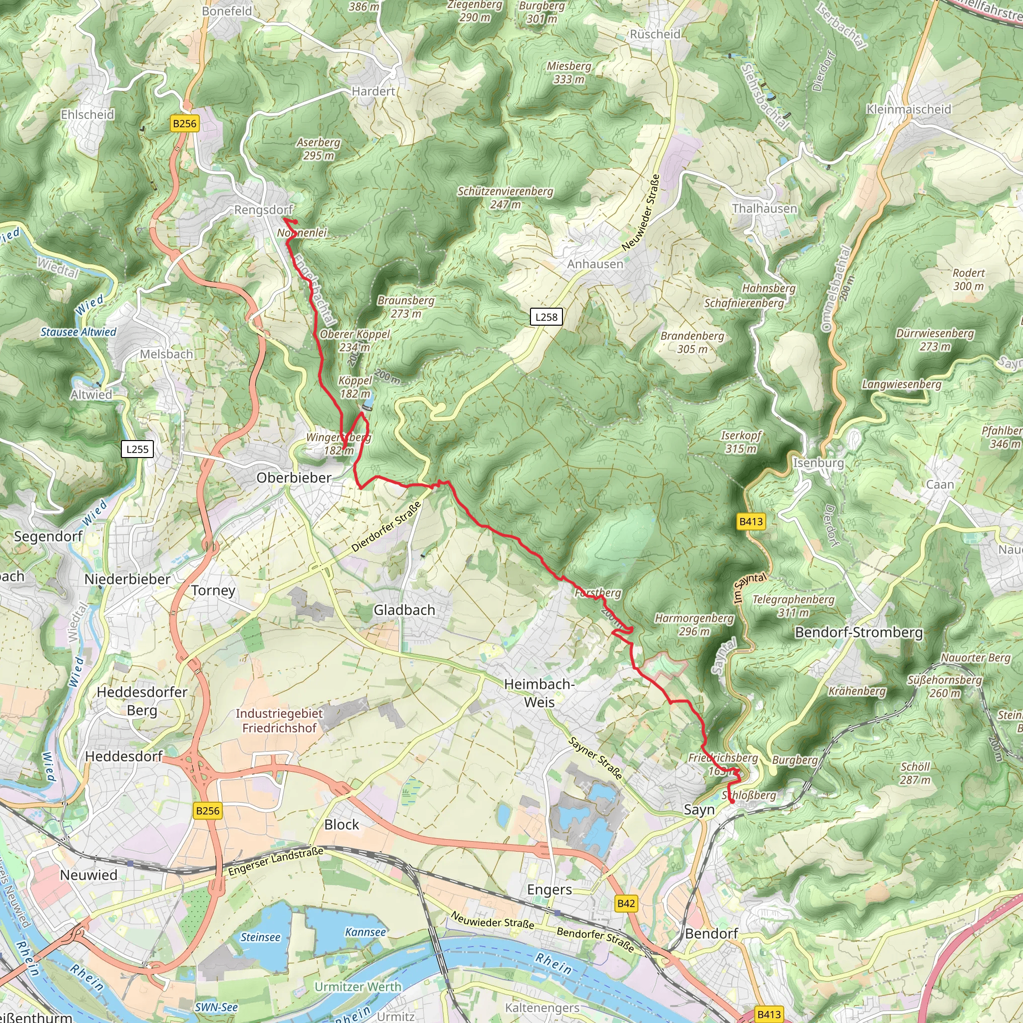 Rengsdorf to Sayn Walk mobile static map