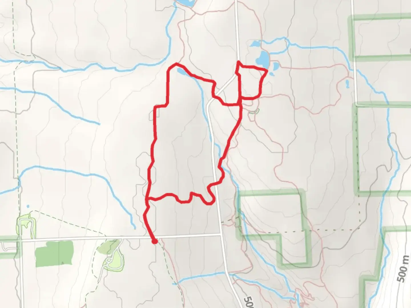 An image depicting the trail Potomac Pond via Interloken Trail and its surrounding area.
