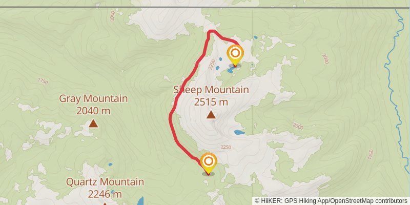 Larch Pass - Hidden Lakes Loop spur 2 Map