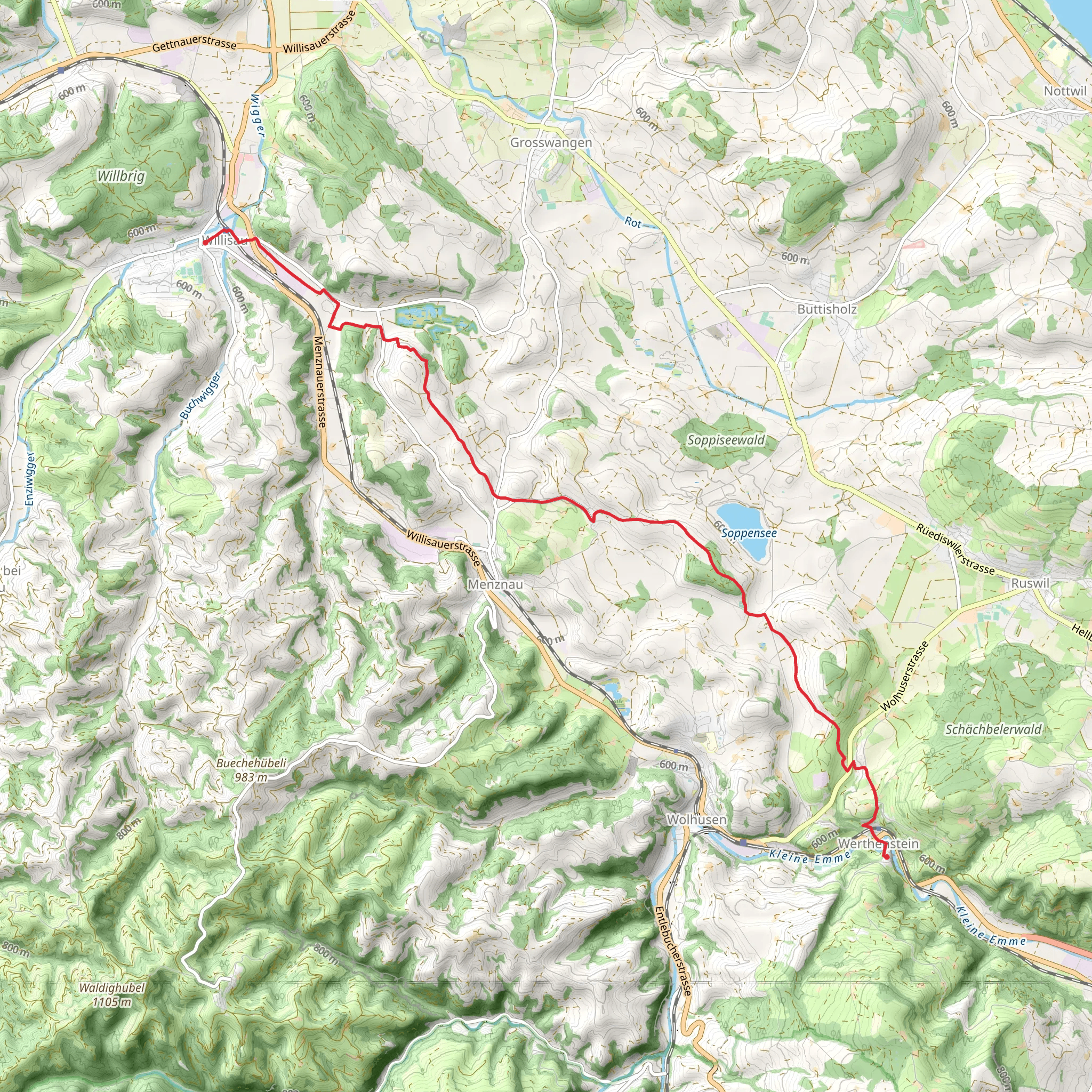 Jakobsweg von Werthenstein nach Willisau mobile static map