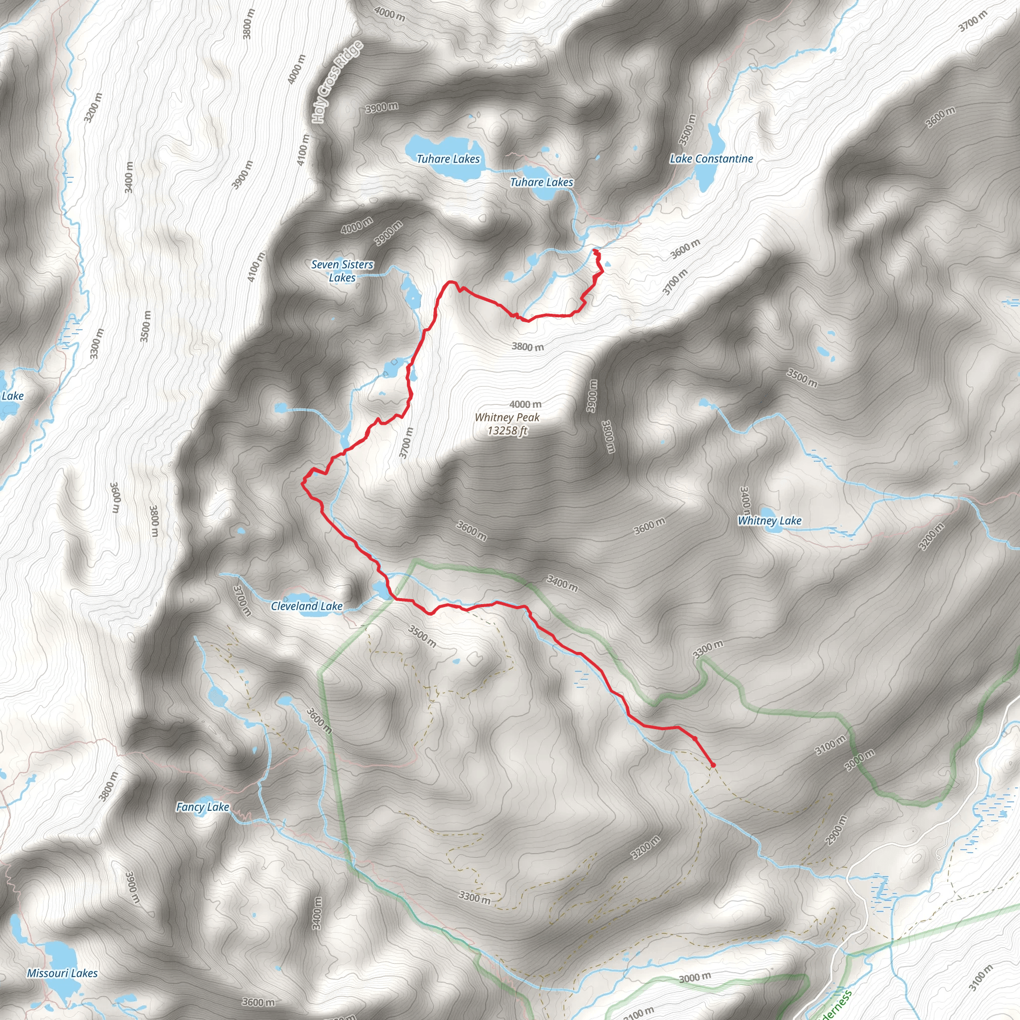 Hunky Dory and Seven Sisters Lakes via Holy Cross City Road mobile static map