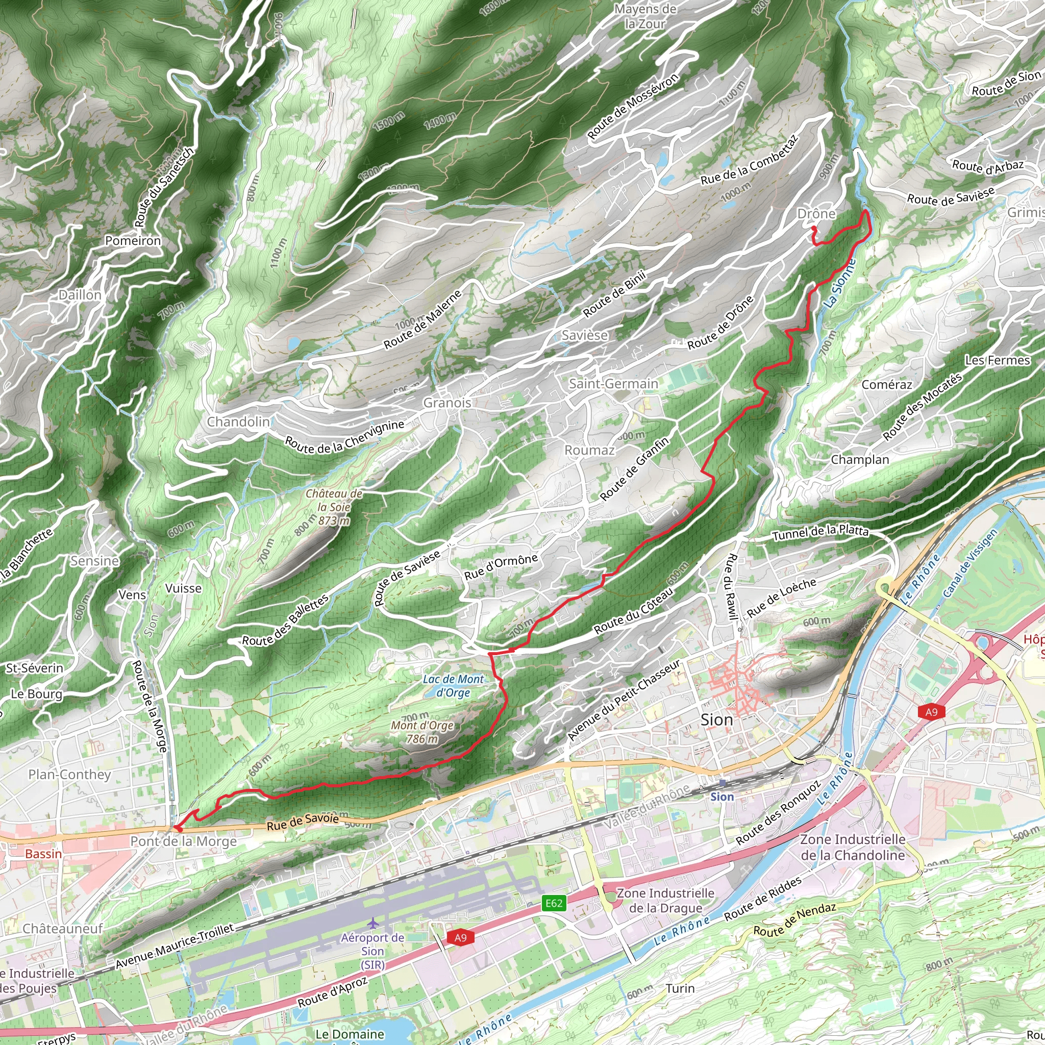 Hamlet of Drône to Pont-de-la-Morge mobile static map