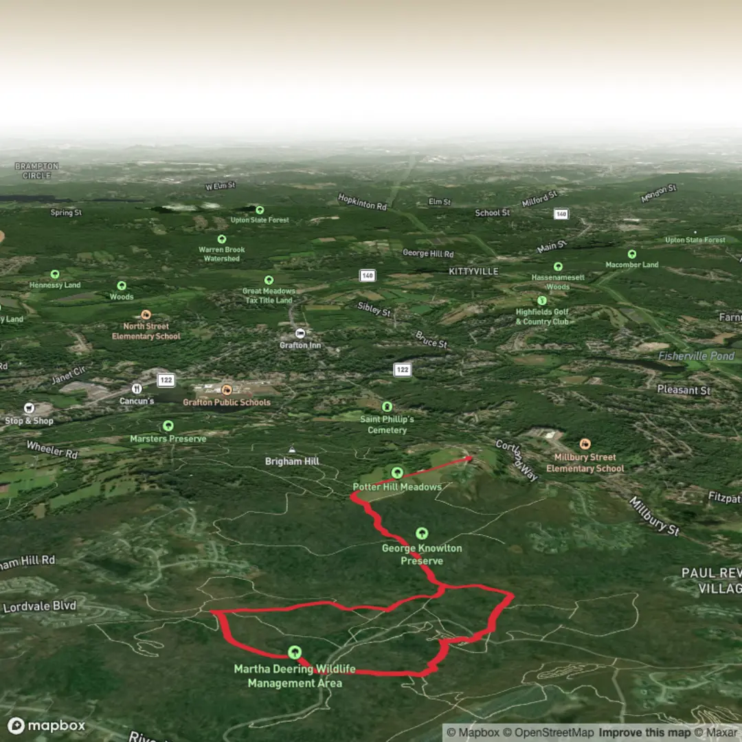 An image depicting the trail Potter Hill and Cronin Brook Loop and its surrounding area.