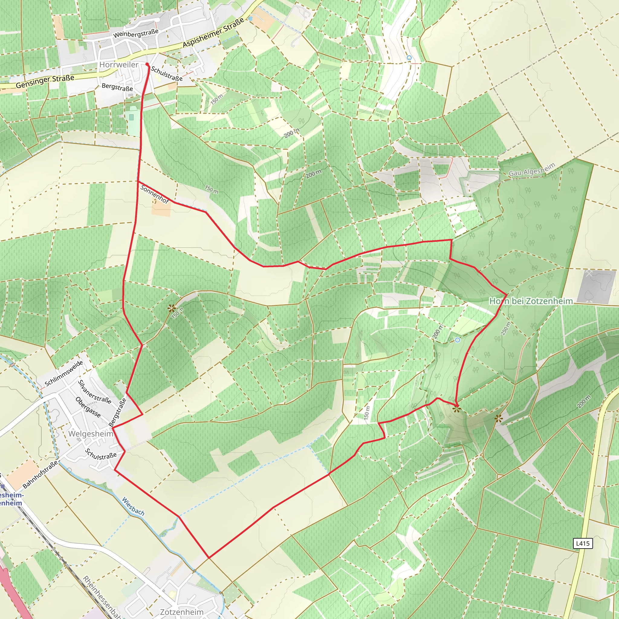 Zotzenheimer Horn via Sprendlinger Hoehenweg mobile static map