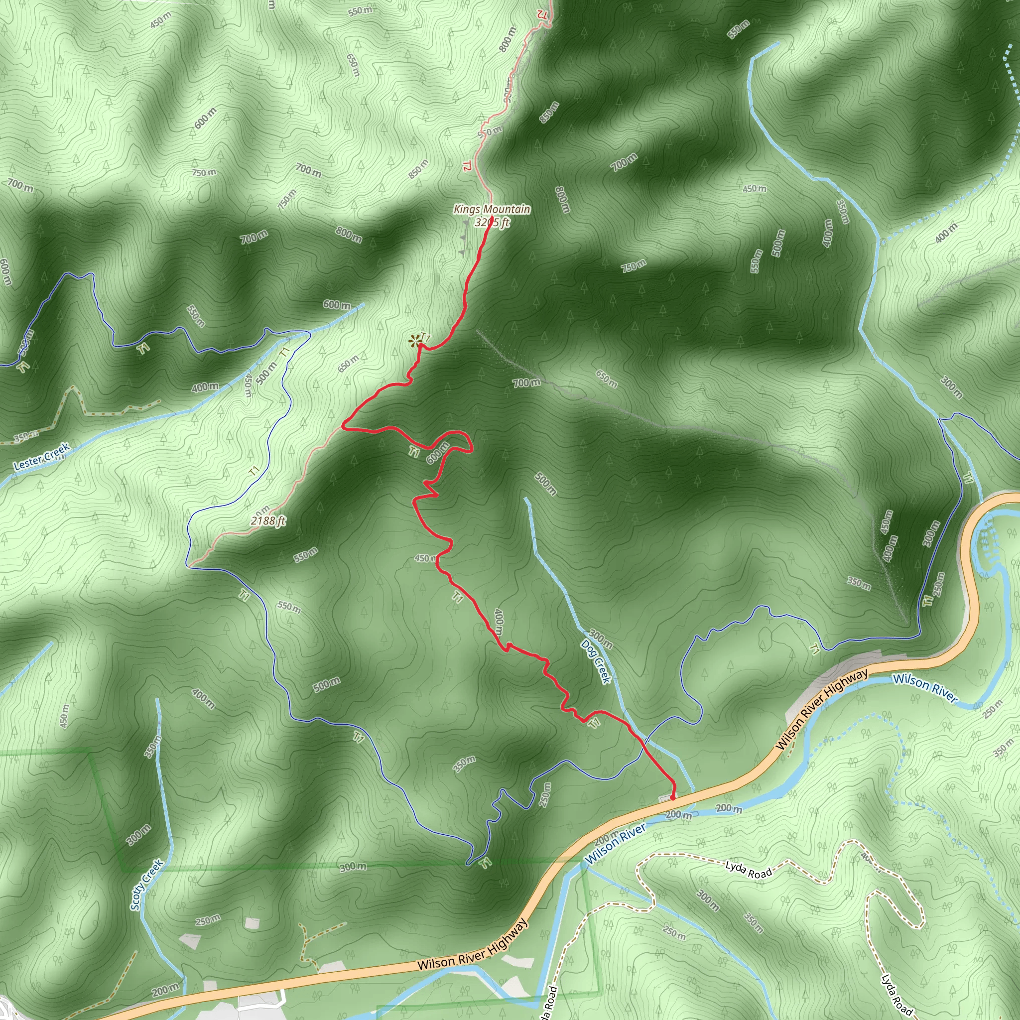 Kings Mountain Trail mobile static map