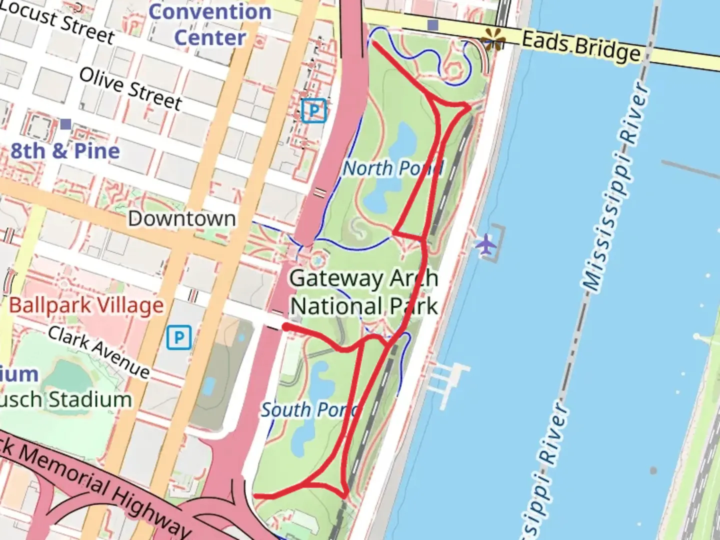 An image depicting the trail South and North Ponds - Mississippi River and its surrounding area.