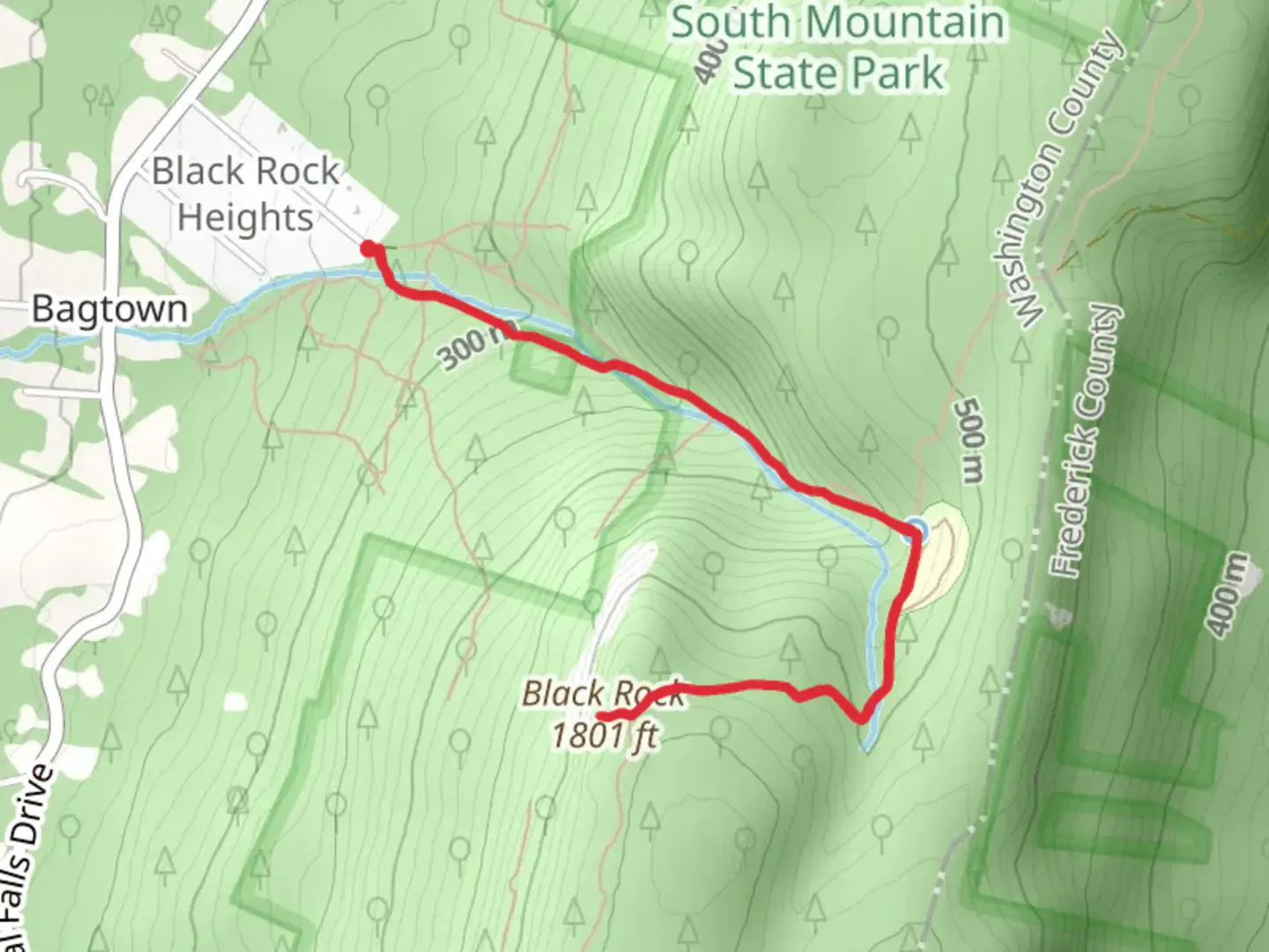 An image depicting the trail Black Rock via Thurston Griggs Trail and its surrounding area.