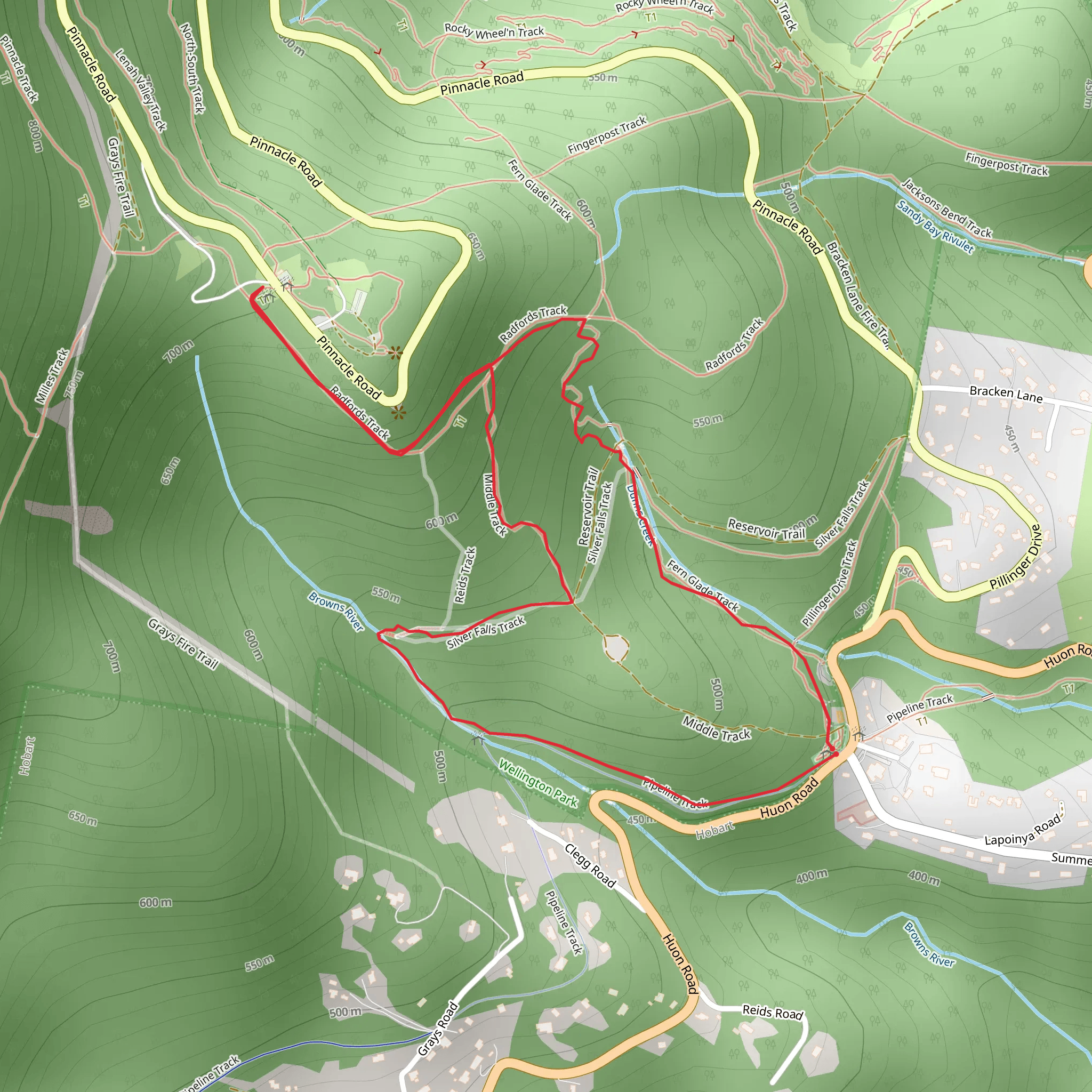 Fern Tree to The Springs Loop Trail mobile static map