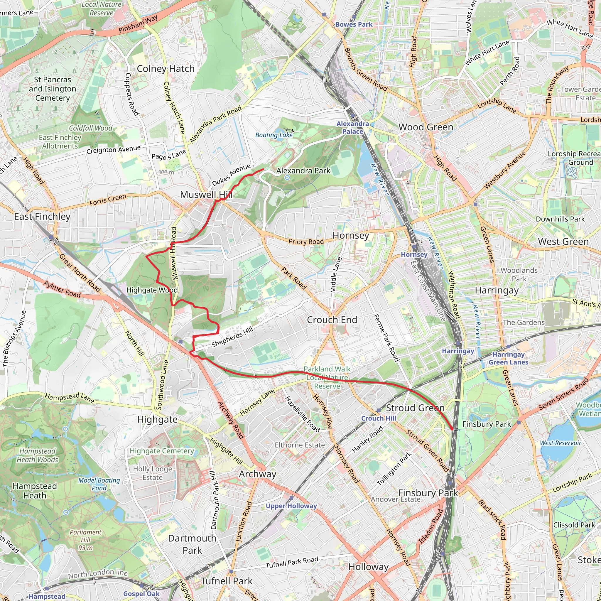 Parkland Walk mobile static map