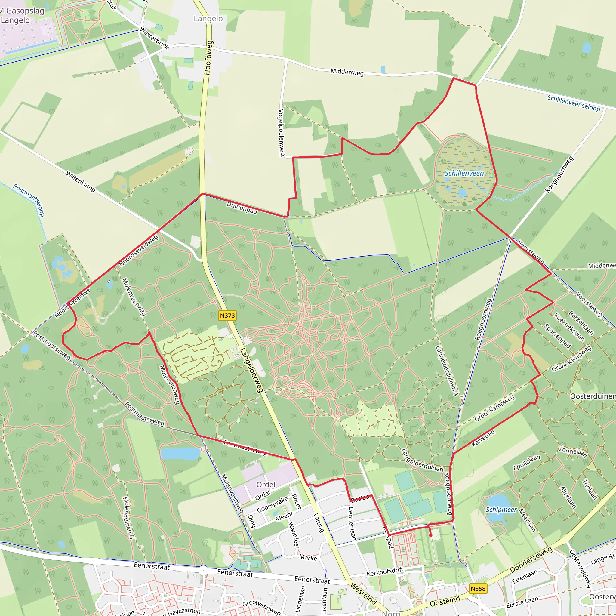 Langeloer, Achter Het Hout and Schillen Veen Loop mobile static map