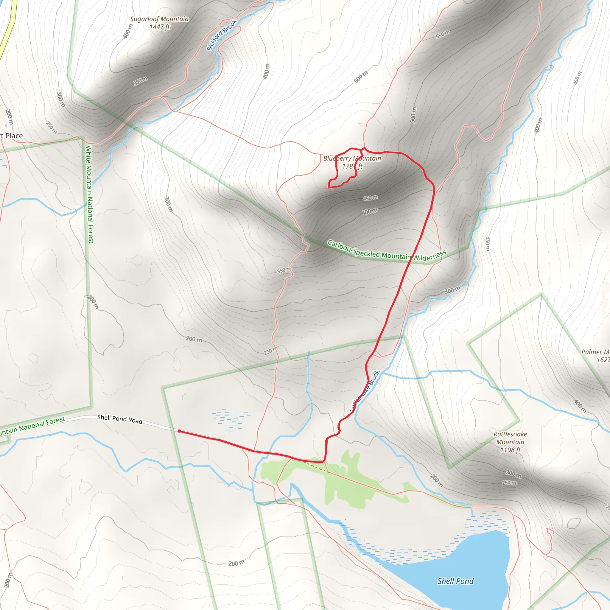 Blueberry Mountain and Ridge Trail mobile static map