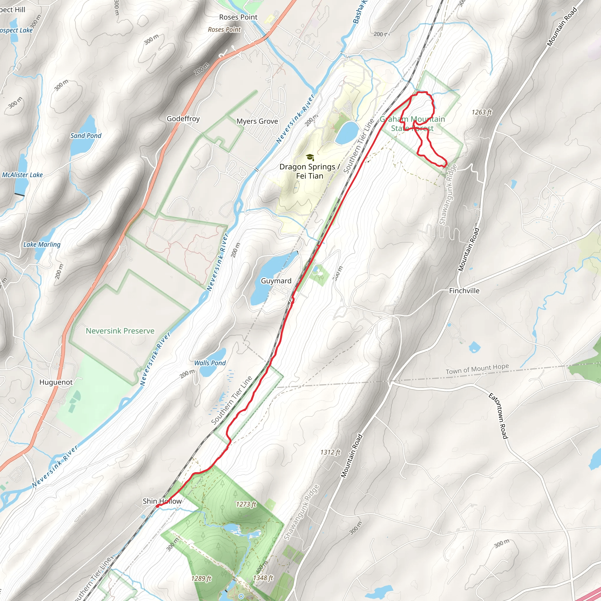 Shawangunk Mountain and Gutmard Lake from Sin Hollow mobile static map