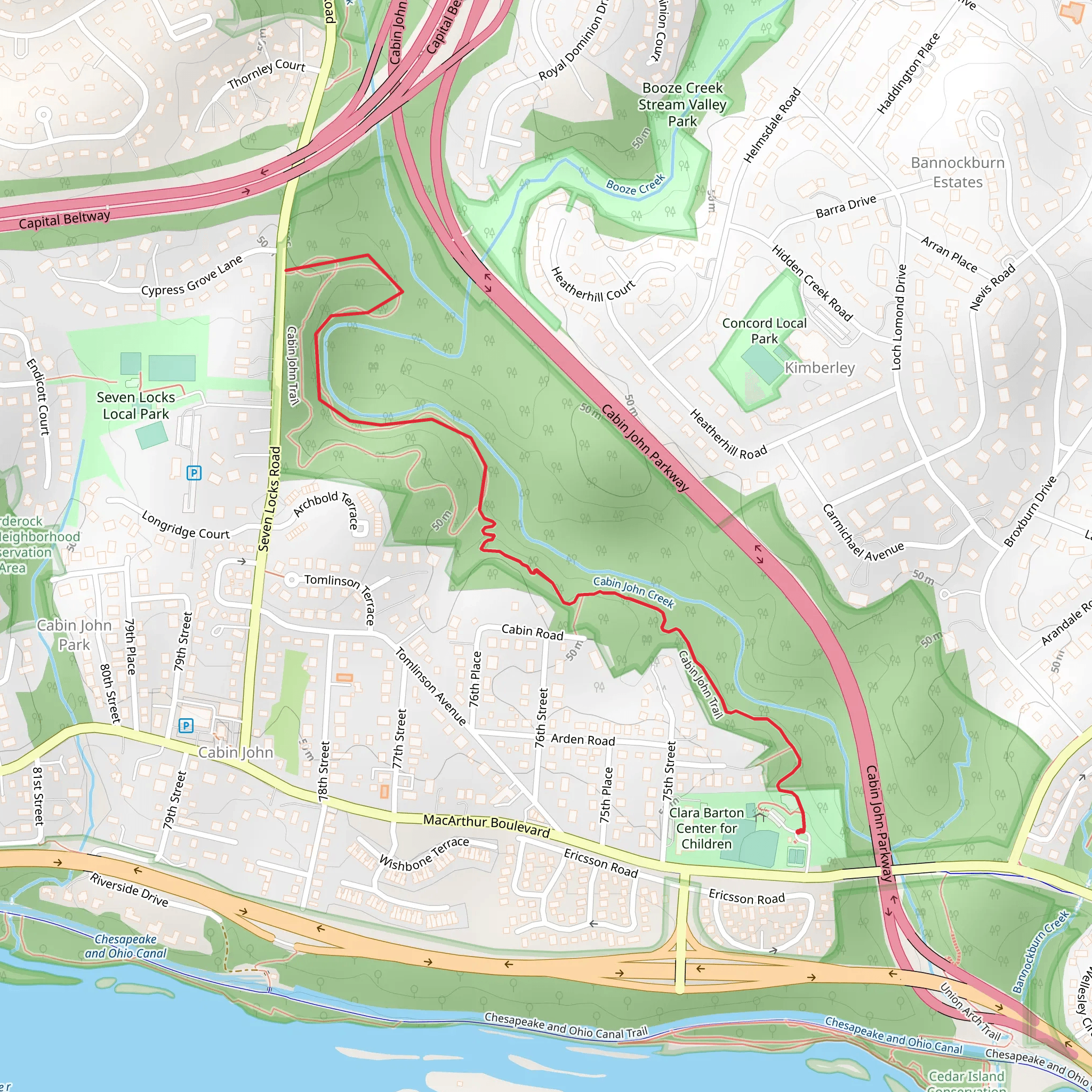 Cabin John Creek mobile static map