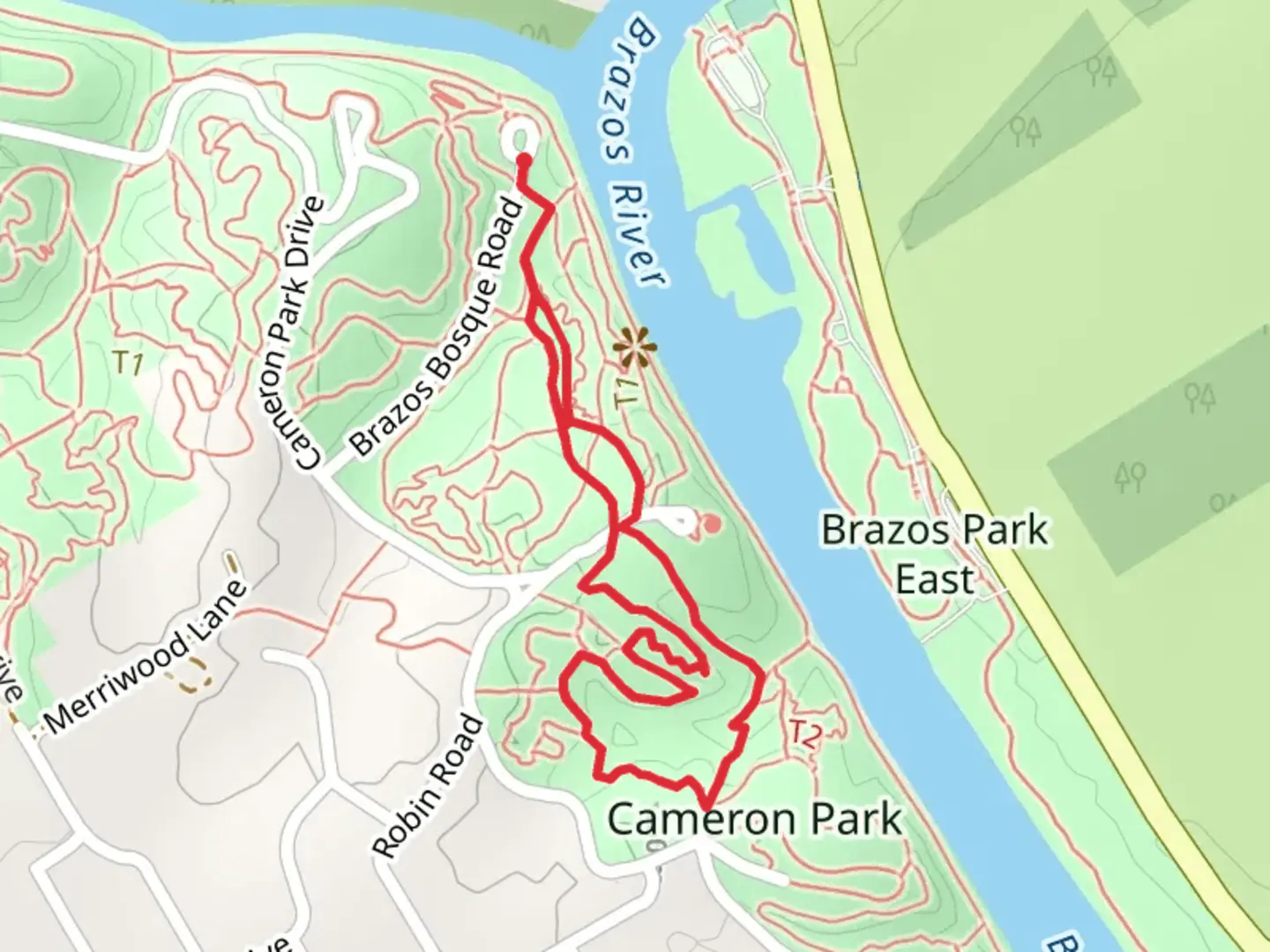 An image depicting the trail Rio Perdido, Tar Hill and Twister Loop and its surrounding area.