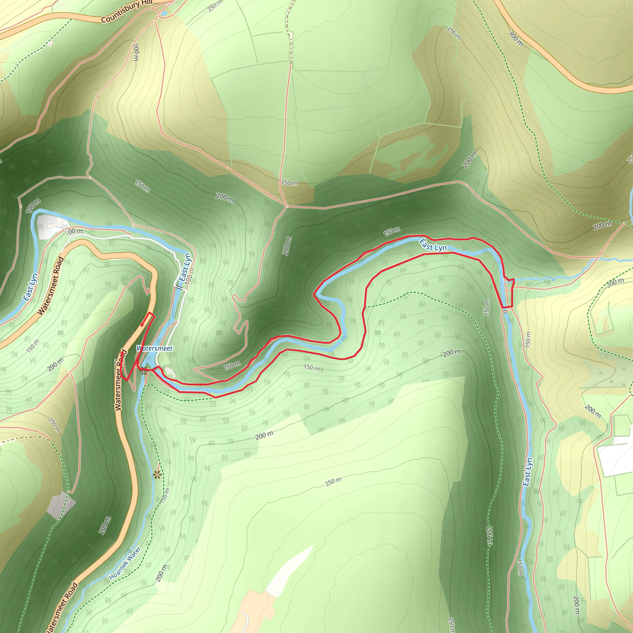Watersmeet to Ash Bridge Circular Walk mobile static map