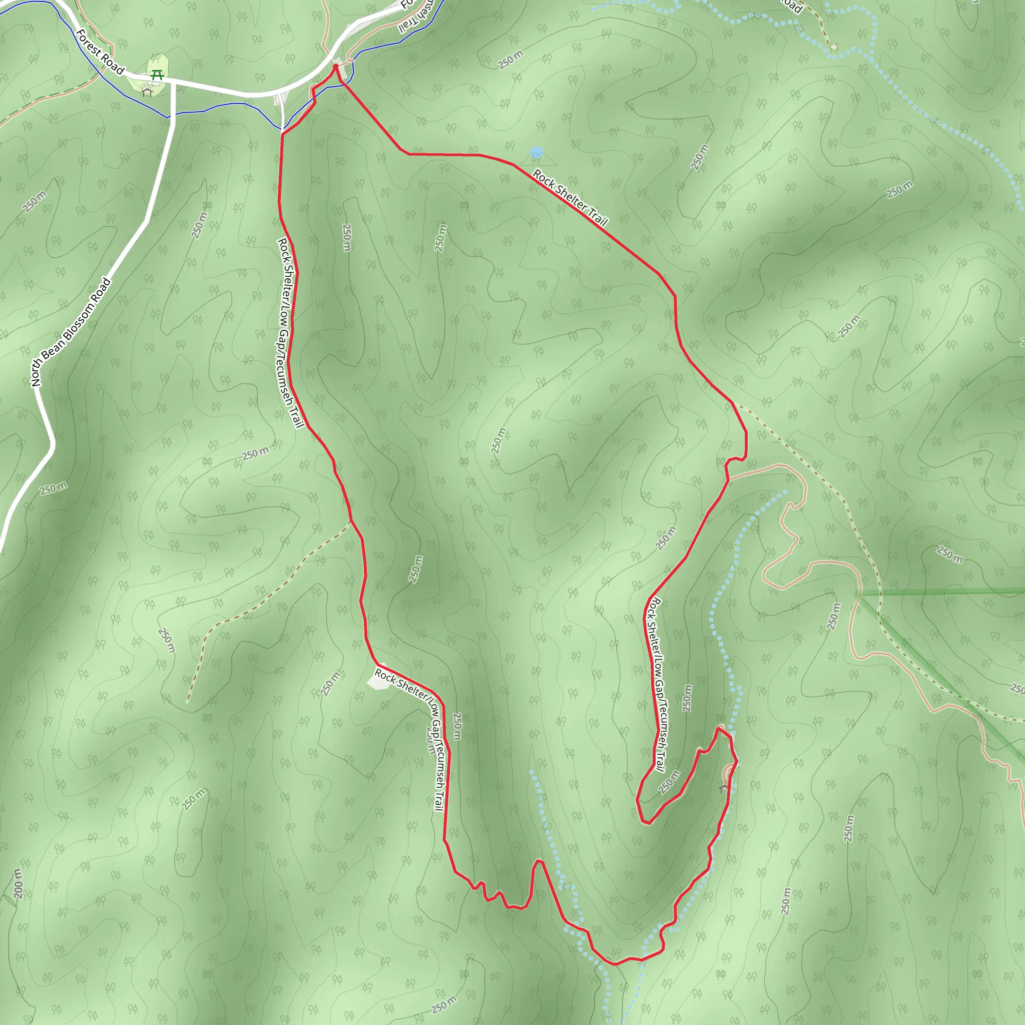 Rock Shelter-Low Gap-Tecumseh Loop Trail mobile static map