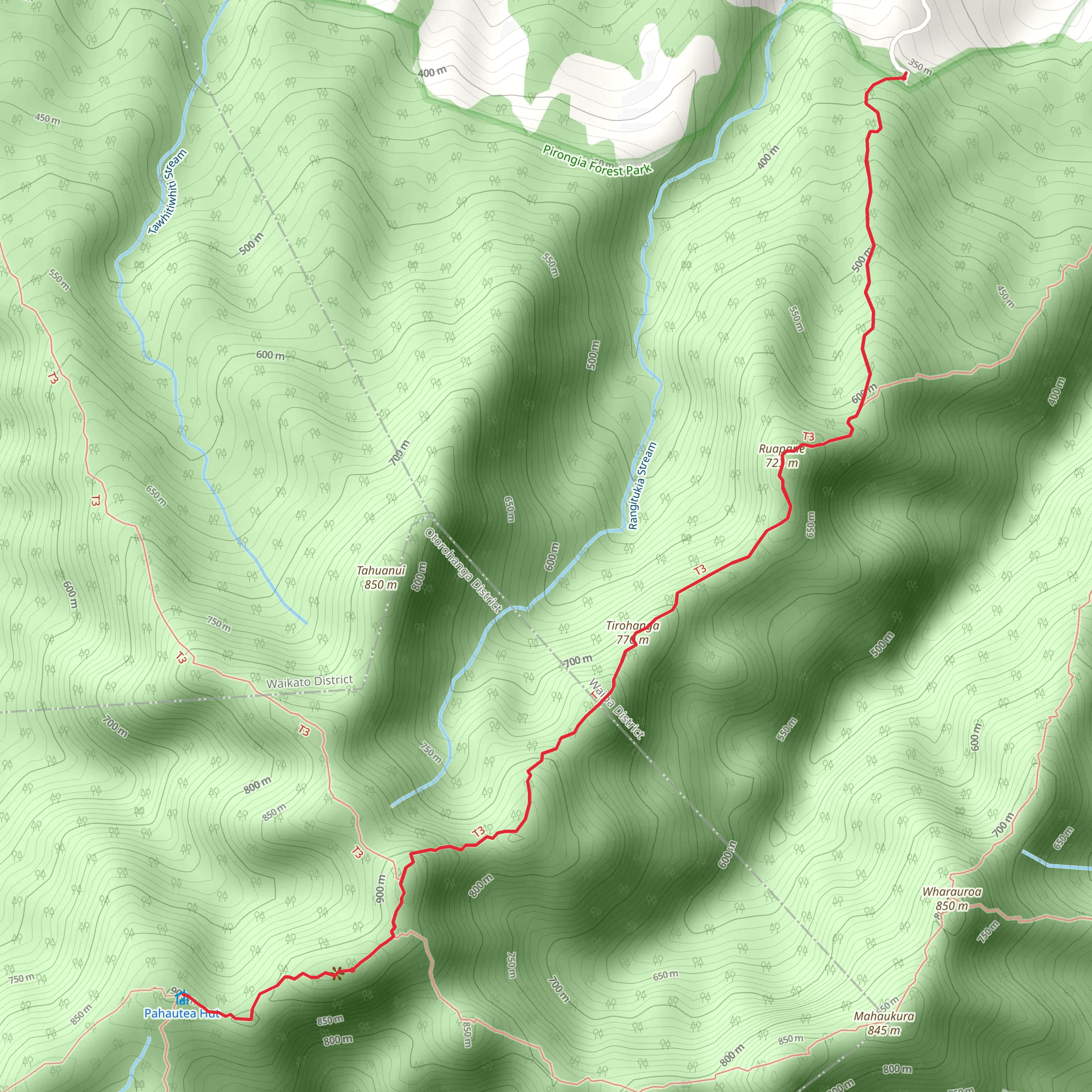 Pirongia Summit - Tirohanga Track mobile static map
