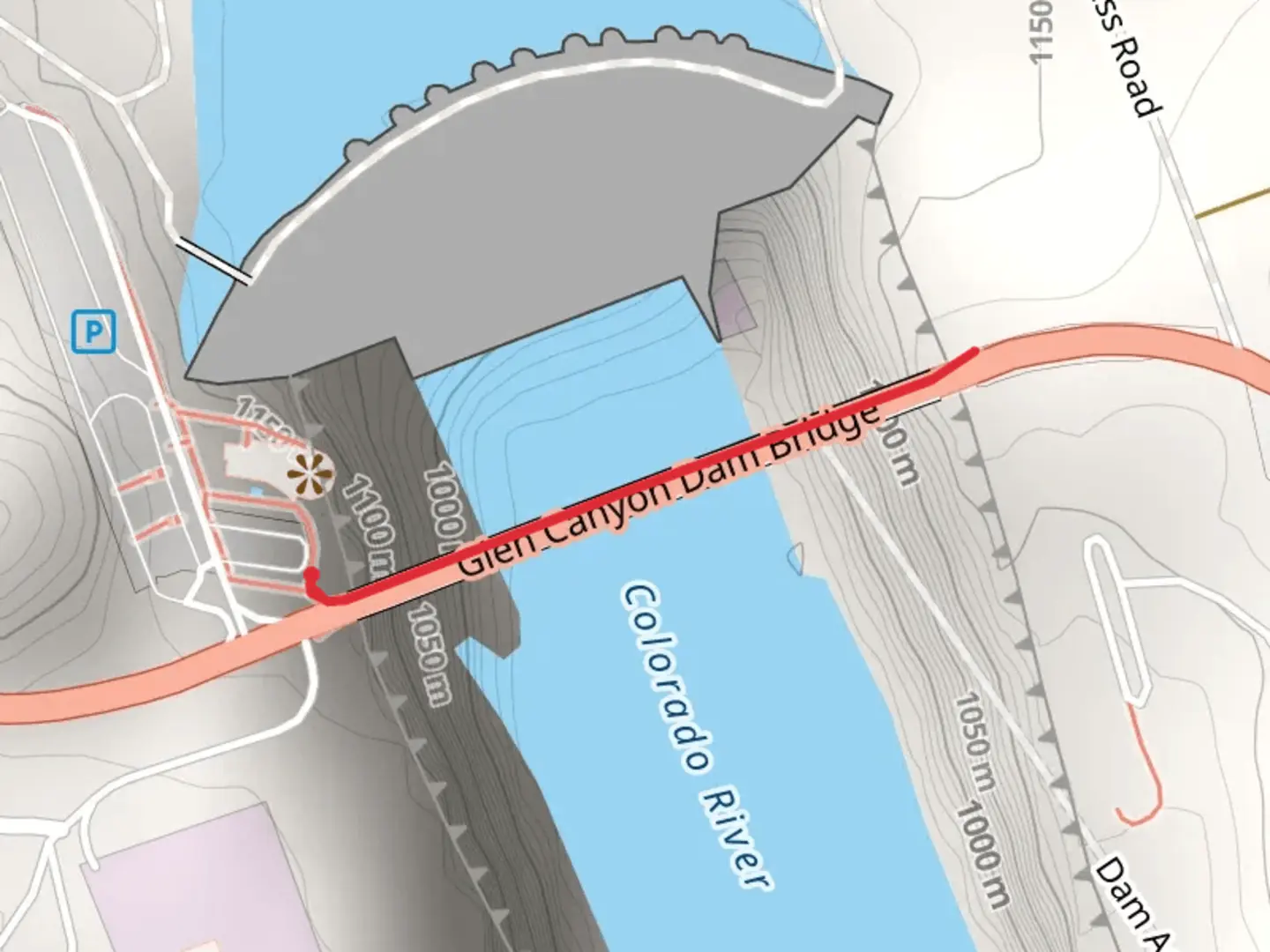 An image depicting the trail Glen Canyon Dam Bridge and its surrounding area.