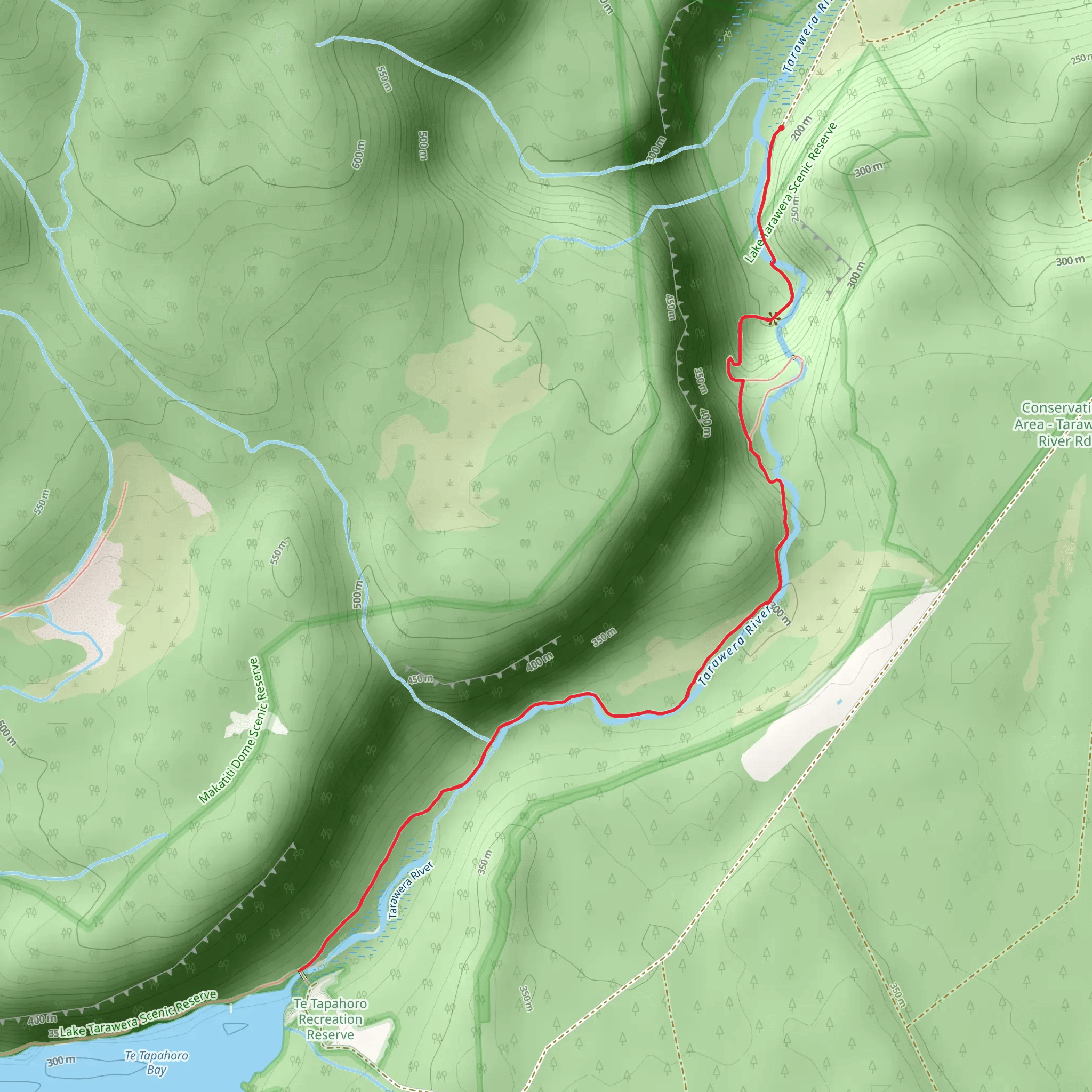 Lake Tarawera via Tarawera Falls Track mobile static map