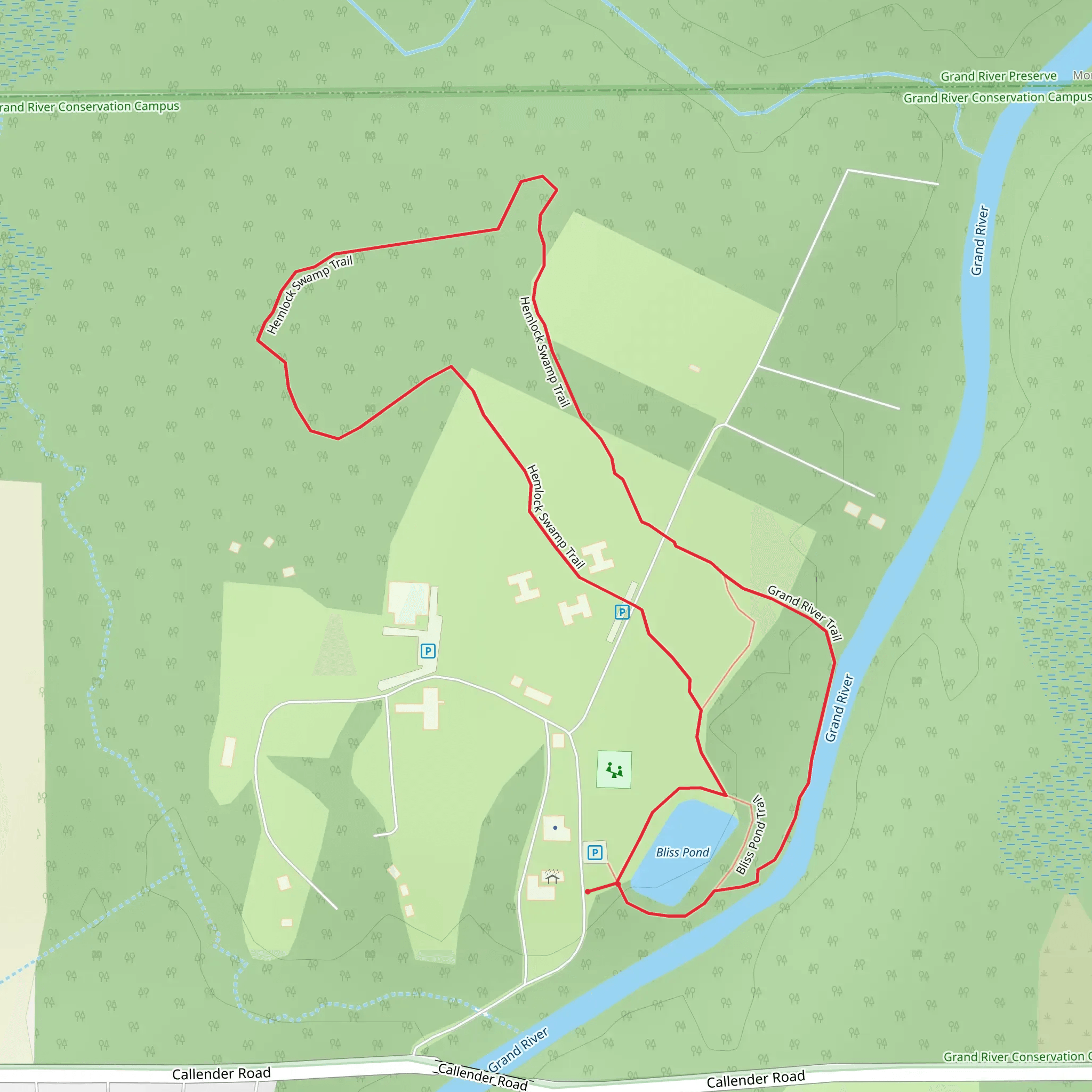 Bliss Pond Trail and Hemlock Swamp Trail mobile static map