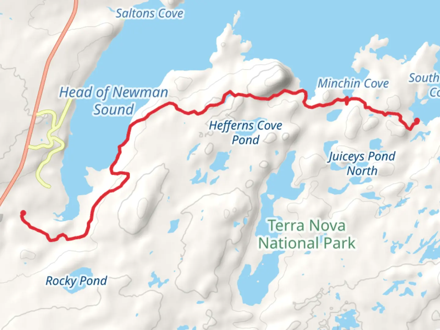 An image depicting the trail Outport Trail and its surrounding area.