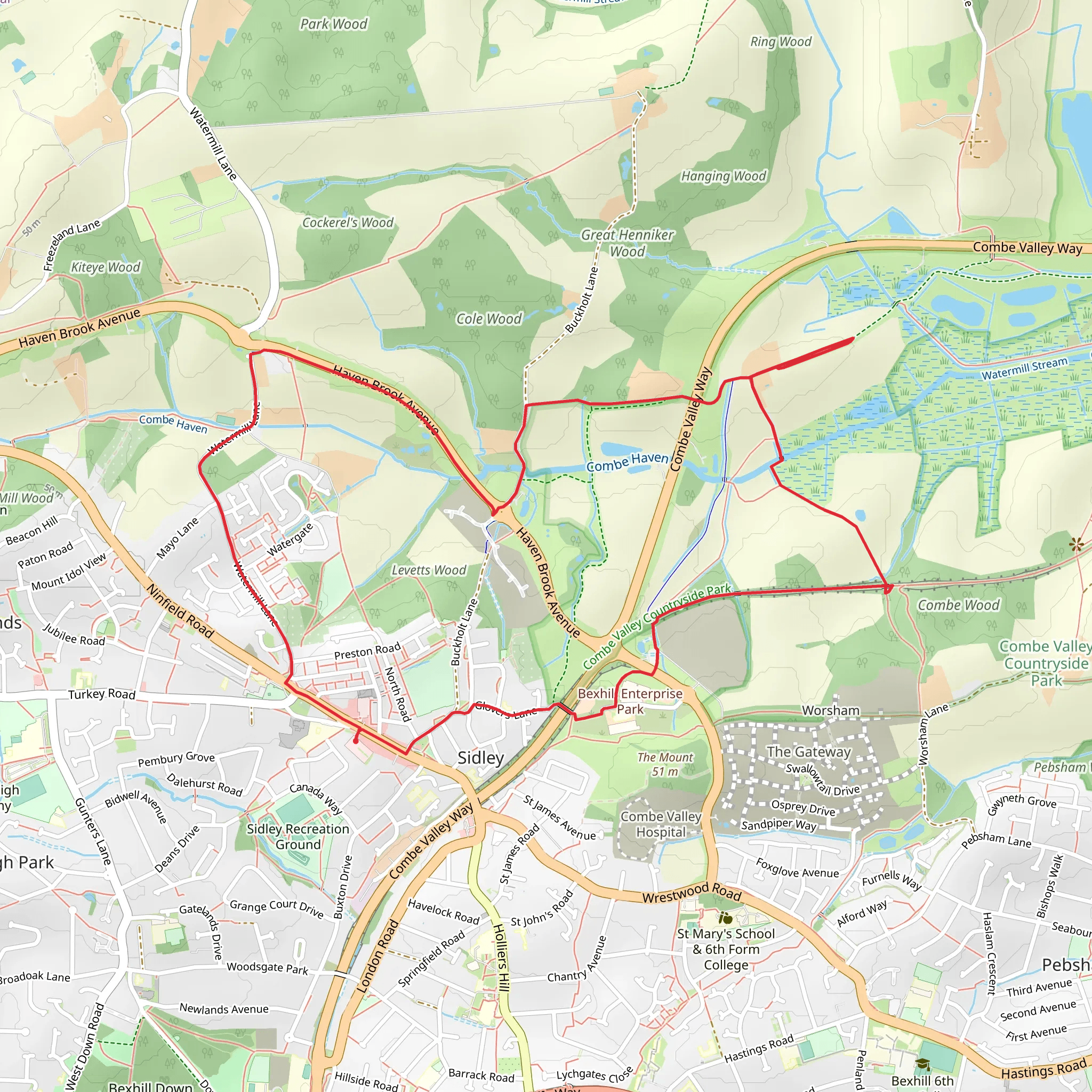 Dismantled Railway and Redgrove Wood Loop mobile static map