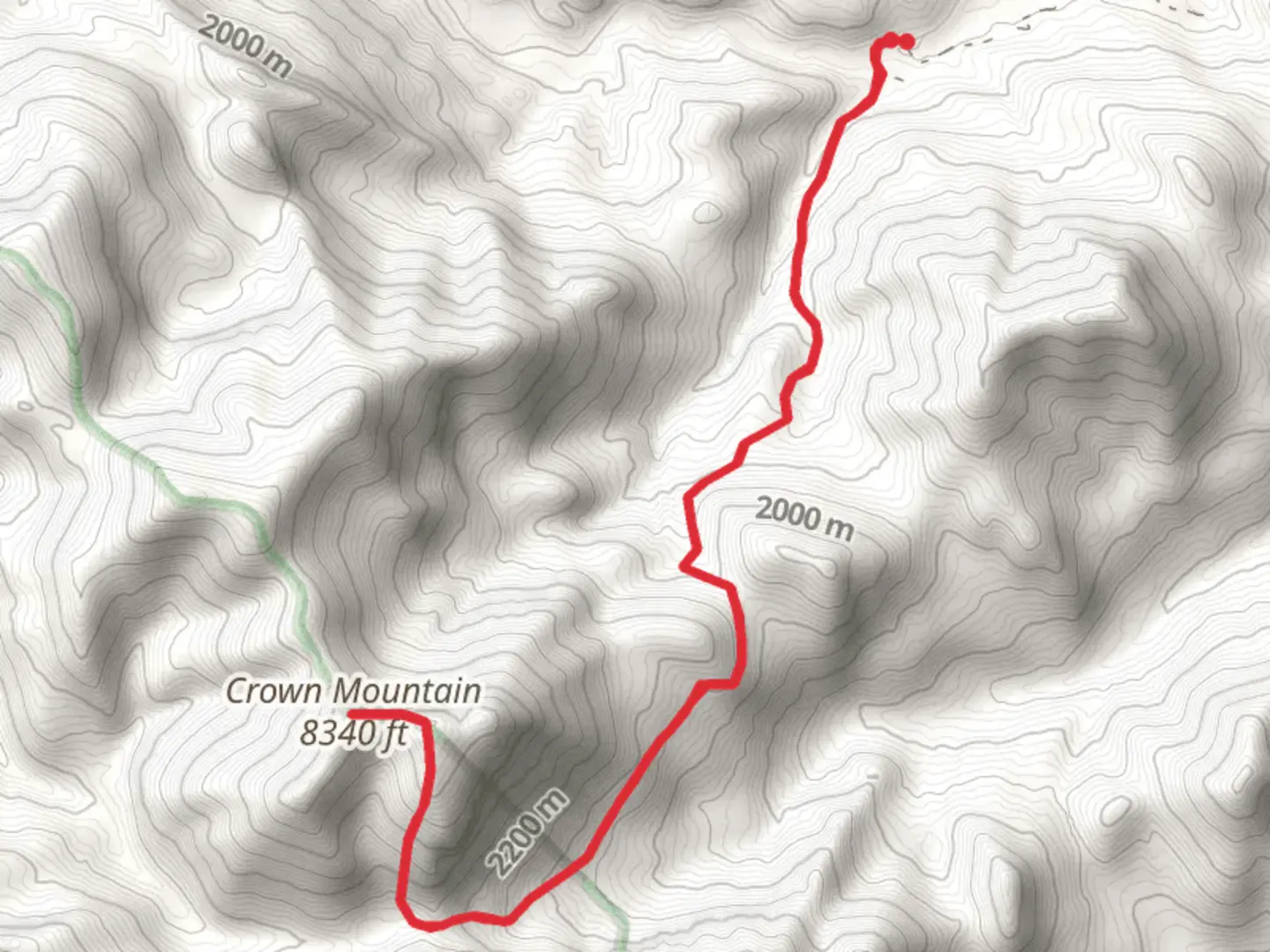 An image depicting the trail Crown Mountain from Benchmark Road and its surrounding area.