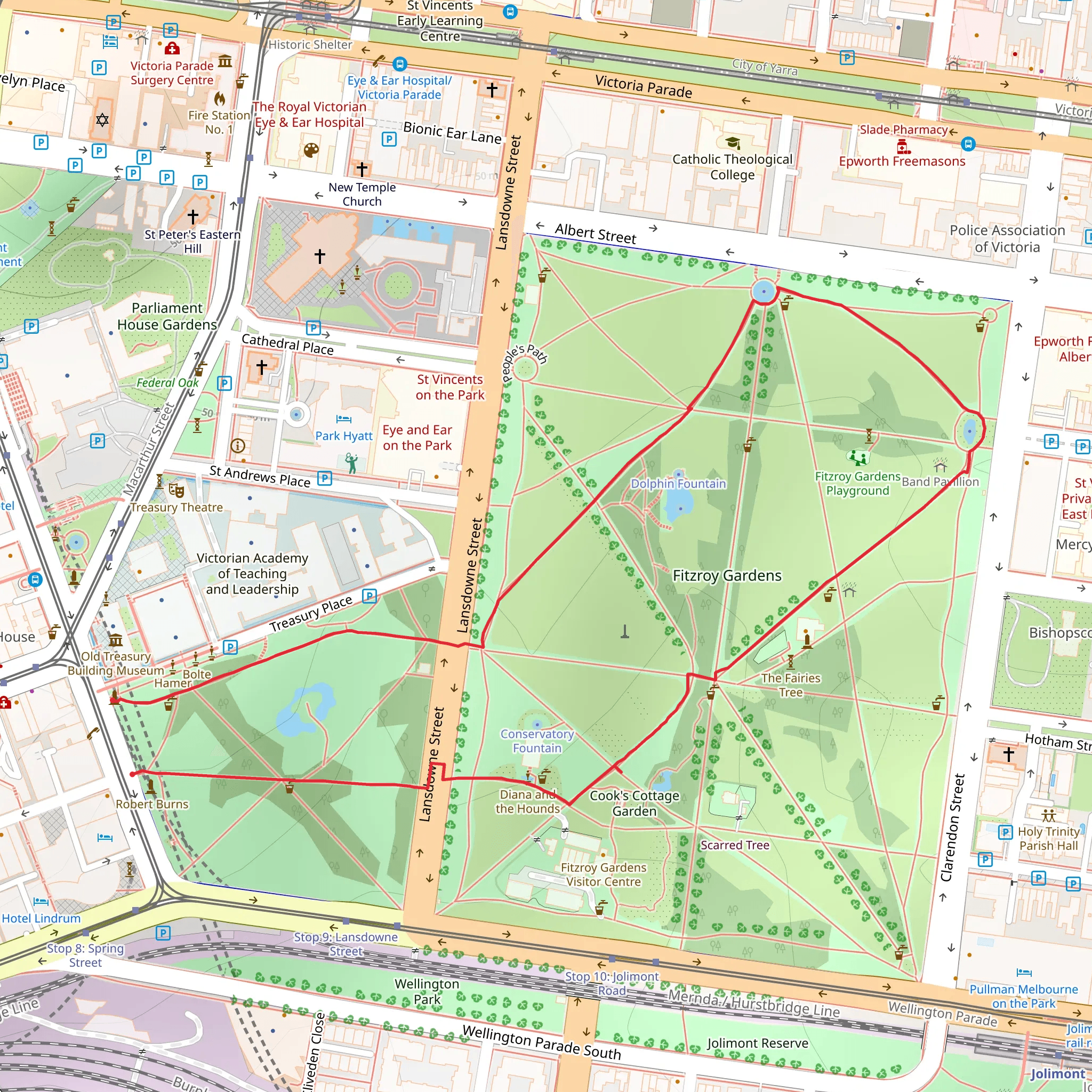 Fitzroy Gardens Walk mobile static map