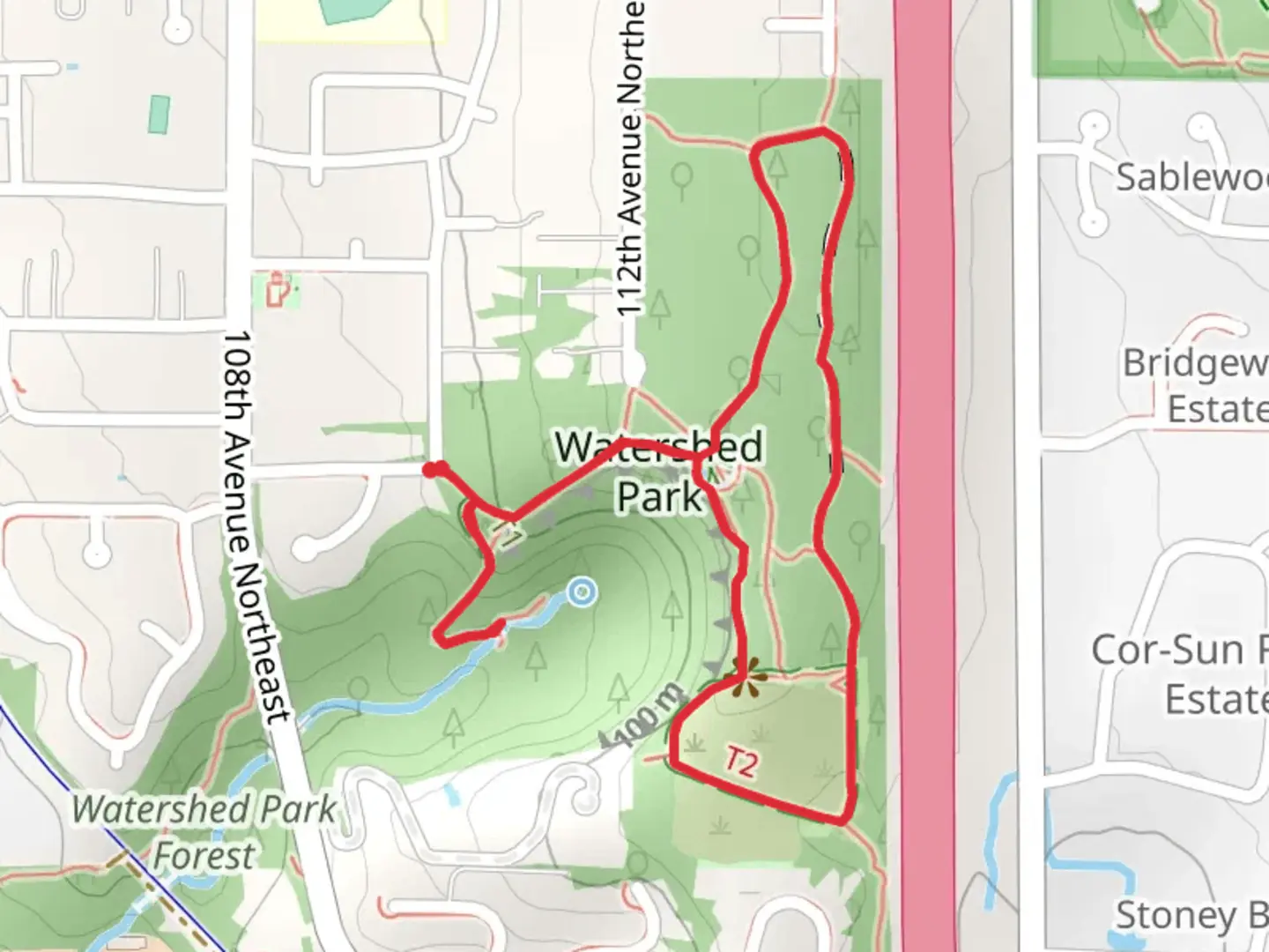 An image depicting the trail Trail 1, Loop 1 and Loop 2 and its surrounding area.