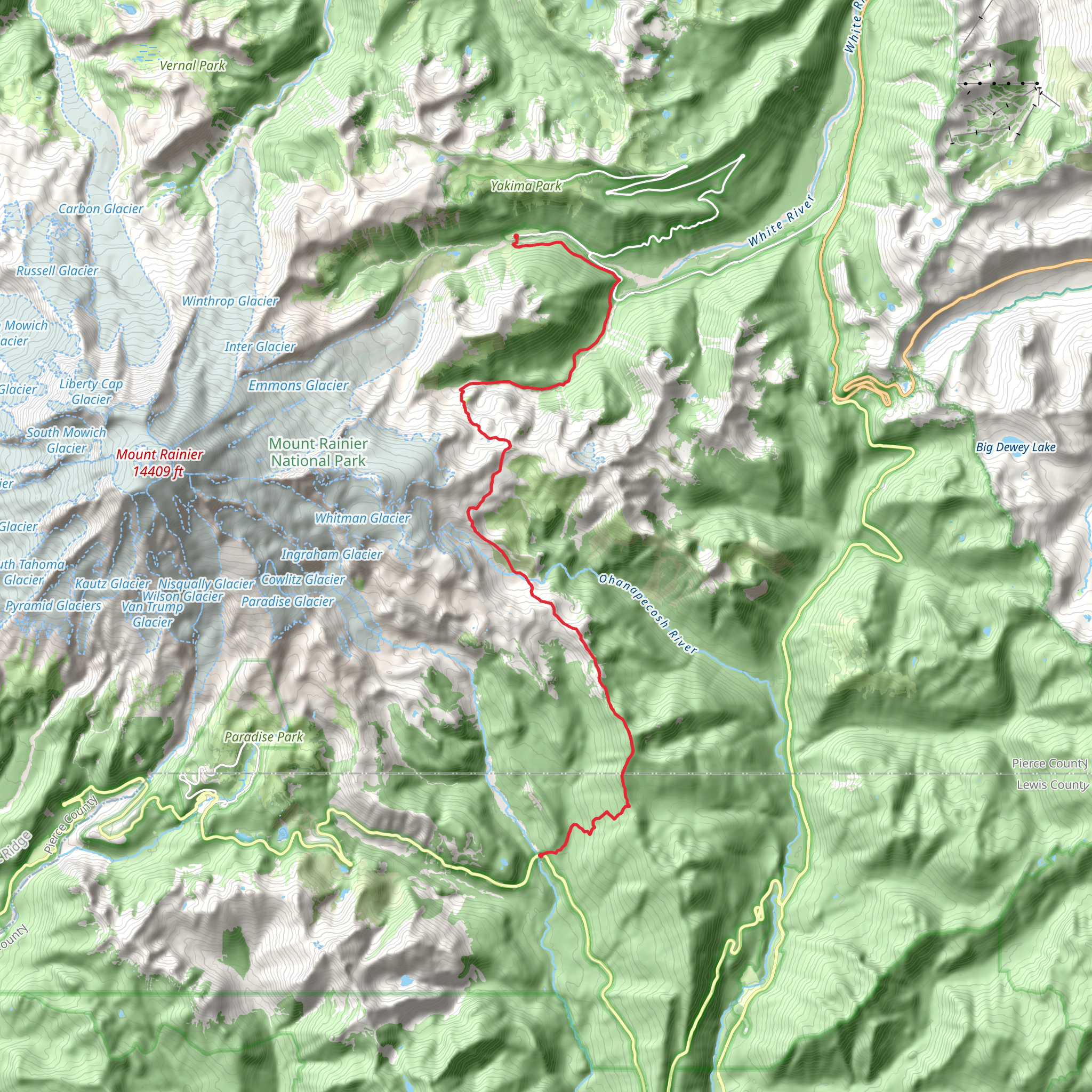 Wonderland Trail - White River Campground Road mobile static map
