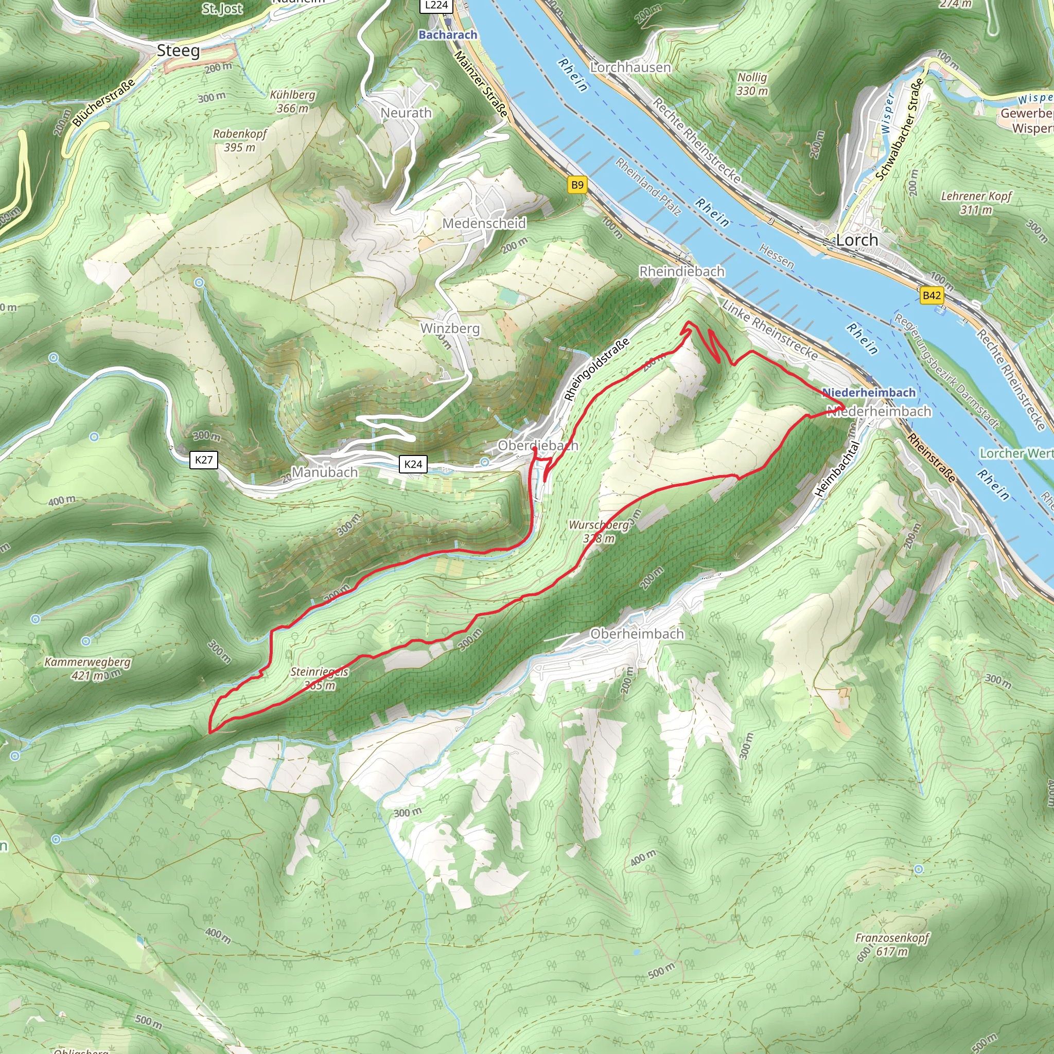 Wurschberg, Fuerstenbergblick, and Steinriegels via Schellengang mobile static map