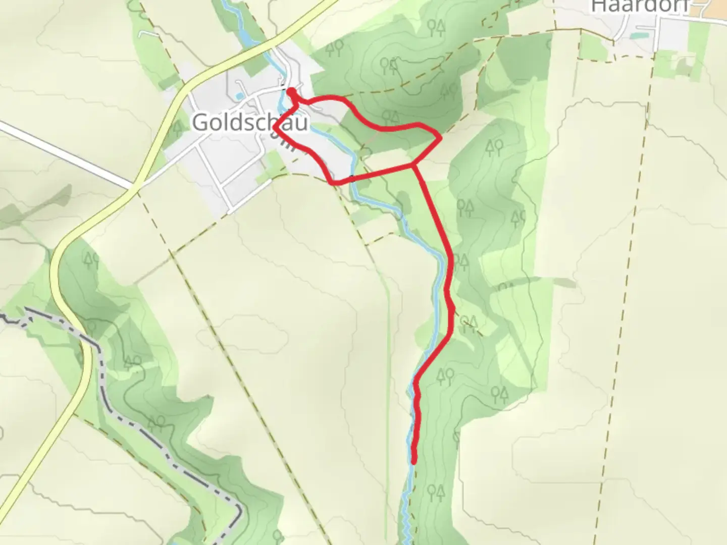 An image depicting the trail Goldschau Walk and its surrounding area.