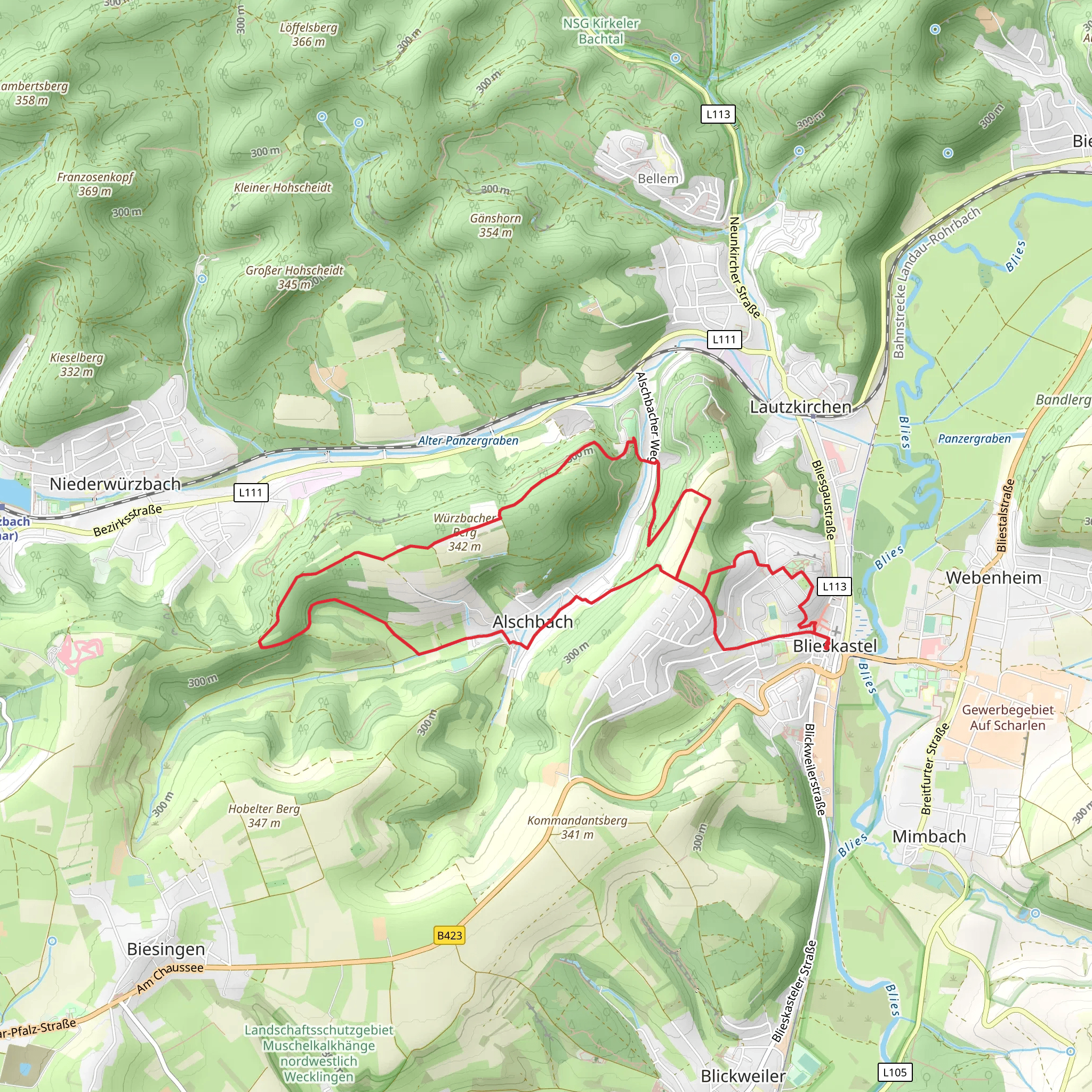 Würzbacher via Mariannenweg mobile static map