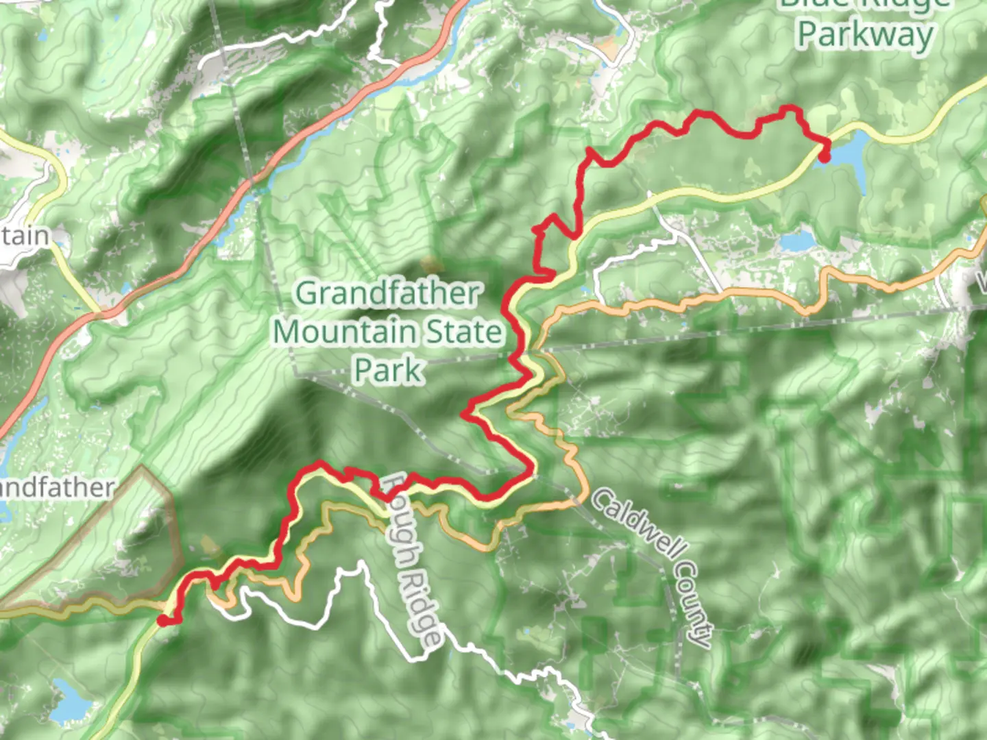 An image depicting the trail Tanawha Trail - Price Park and its surrounding area.