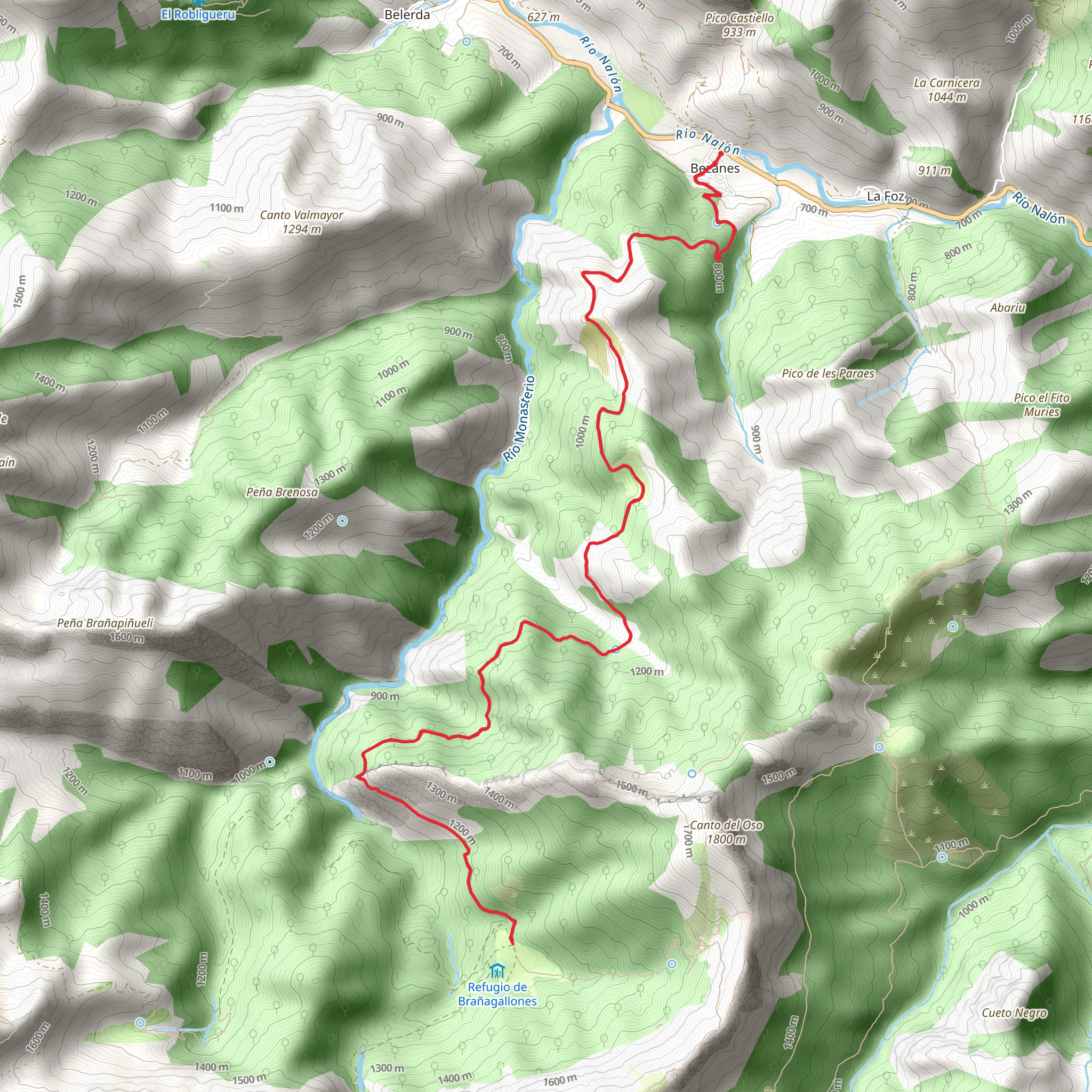 Route of Brañagallones mobile static map