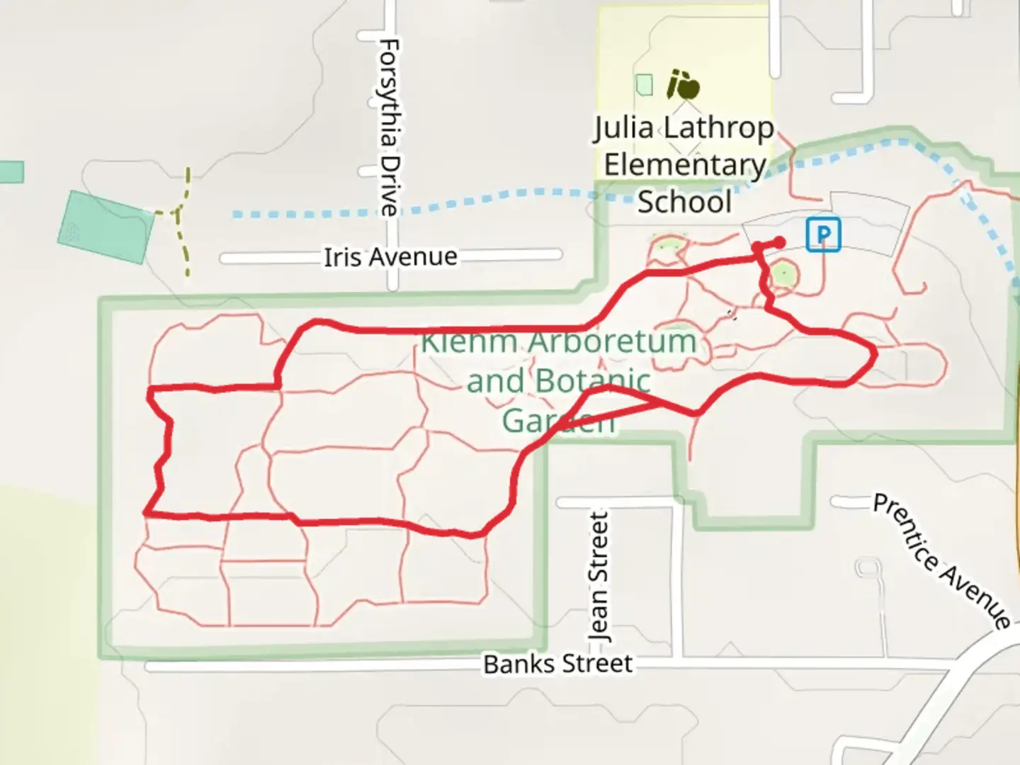 An image depicting the trail Taylor Trail and Sweetshrub Trail and its surrounding area.
