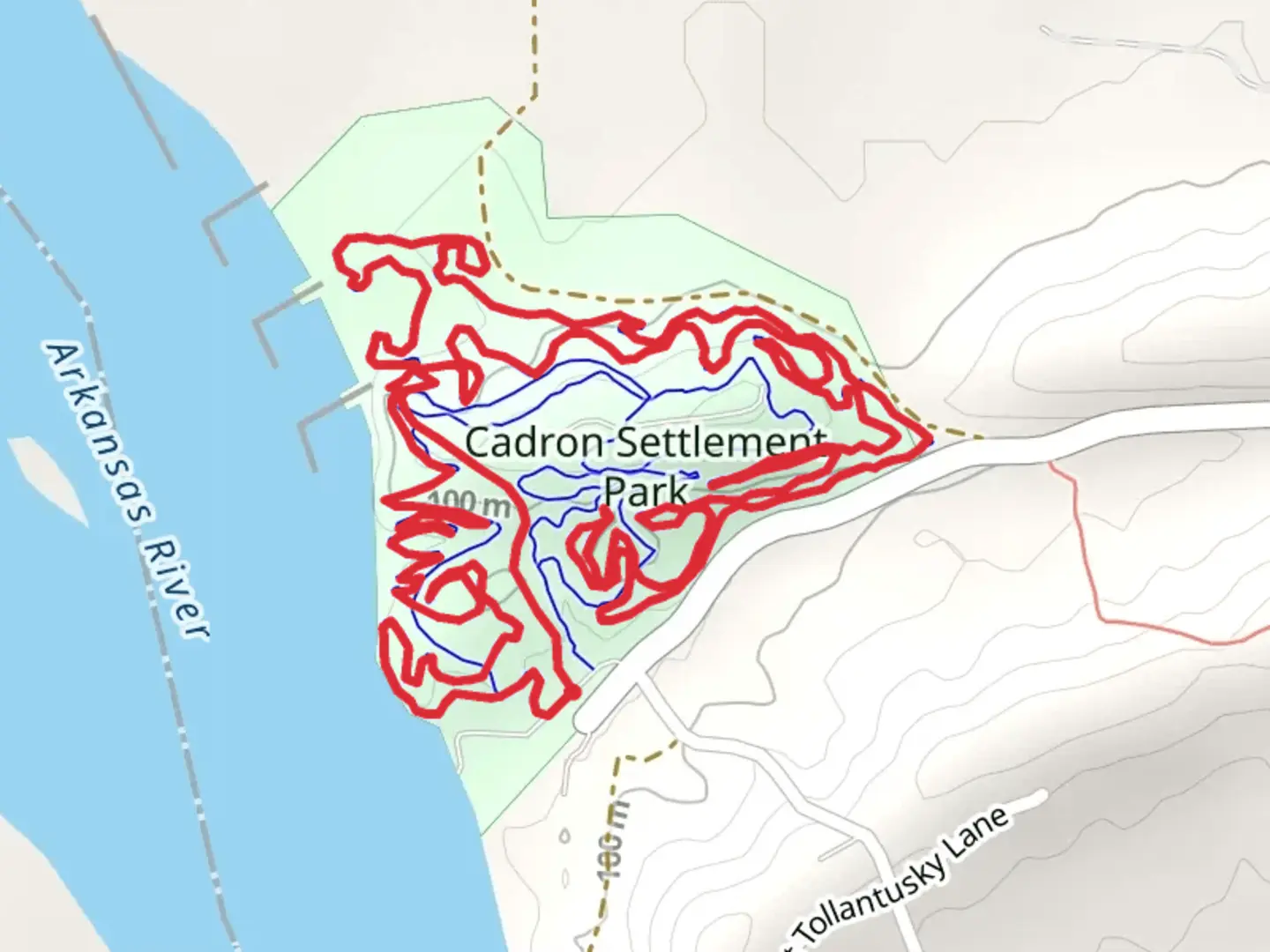 An image depicting the trail Cadron Settlement Park Loop and its surrounding area.