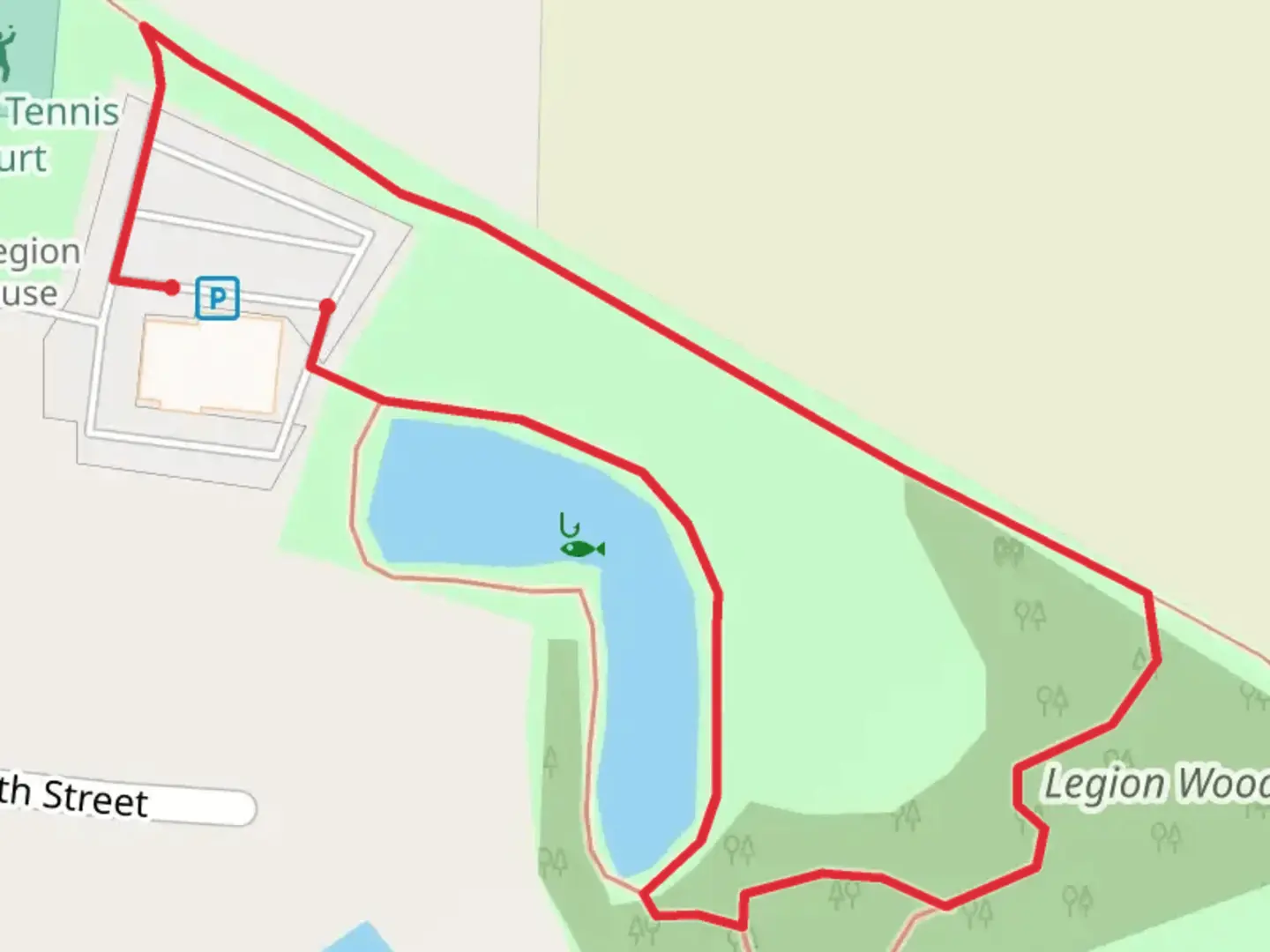 An image depicting the trail The American Legion Pond and Legion Woods Loop and its surrounding area.