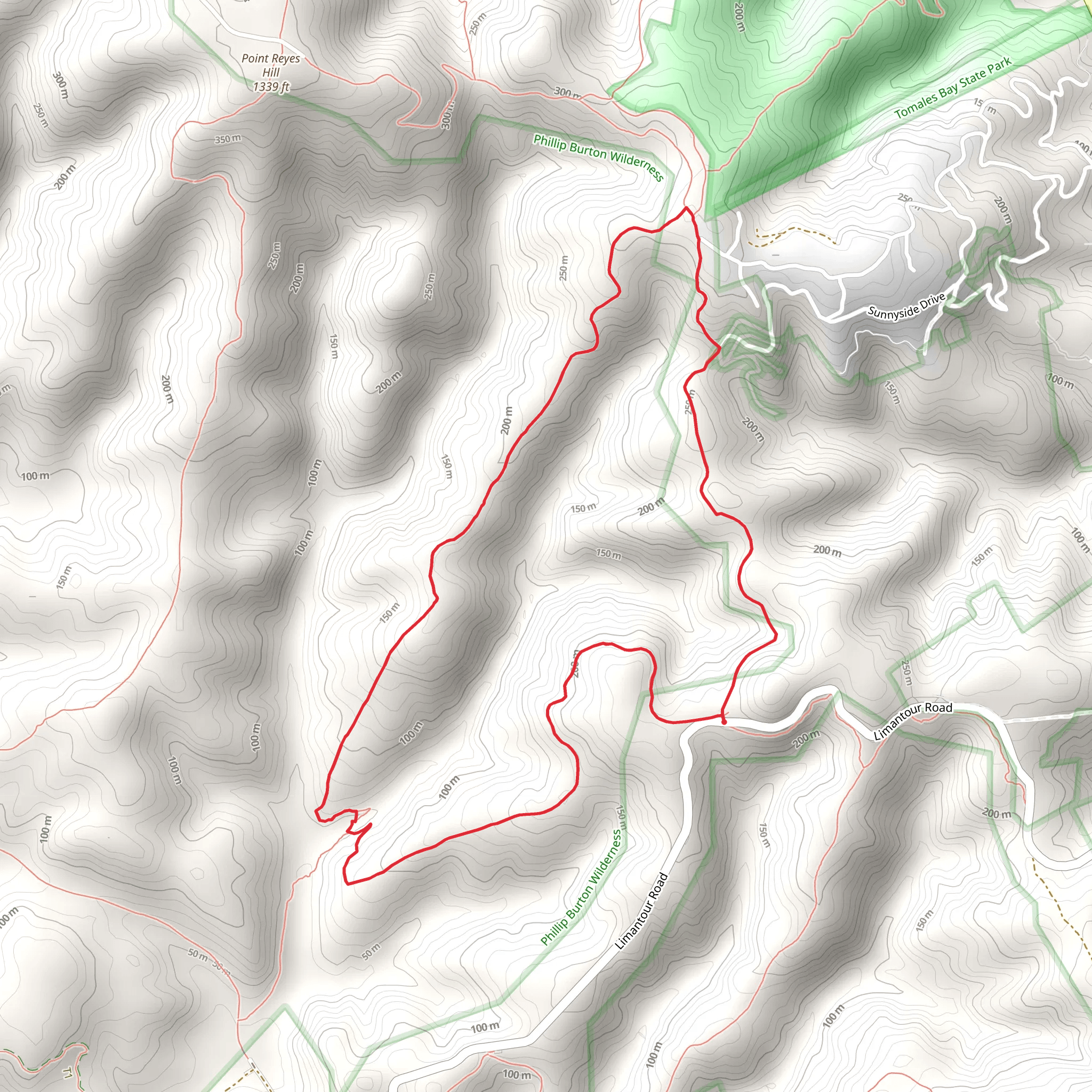 Inverness Ridge, Drakes View and Bayview Loop Trail mobile static map