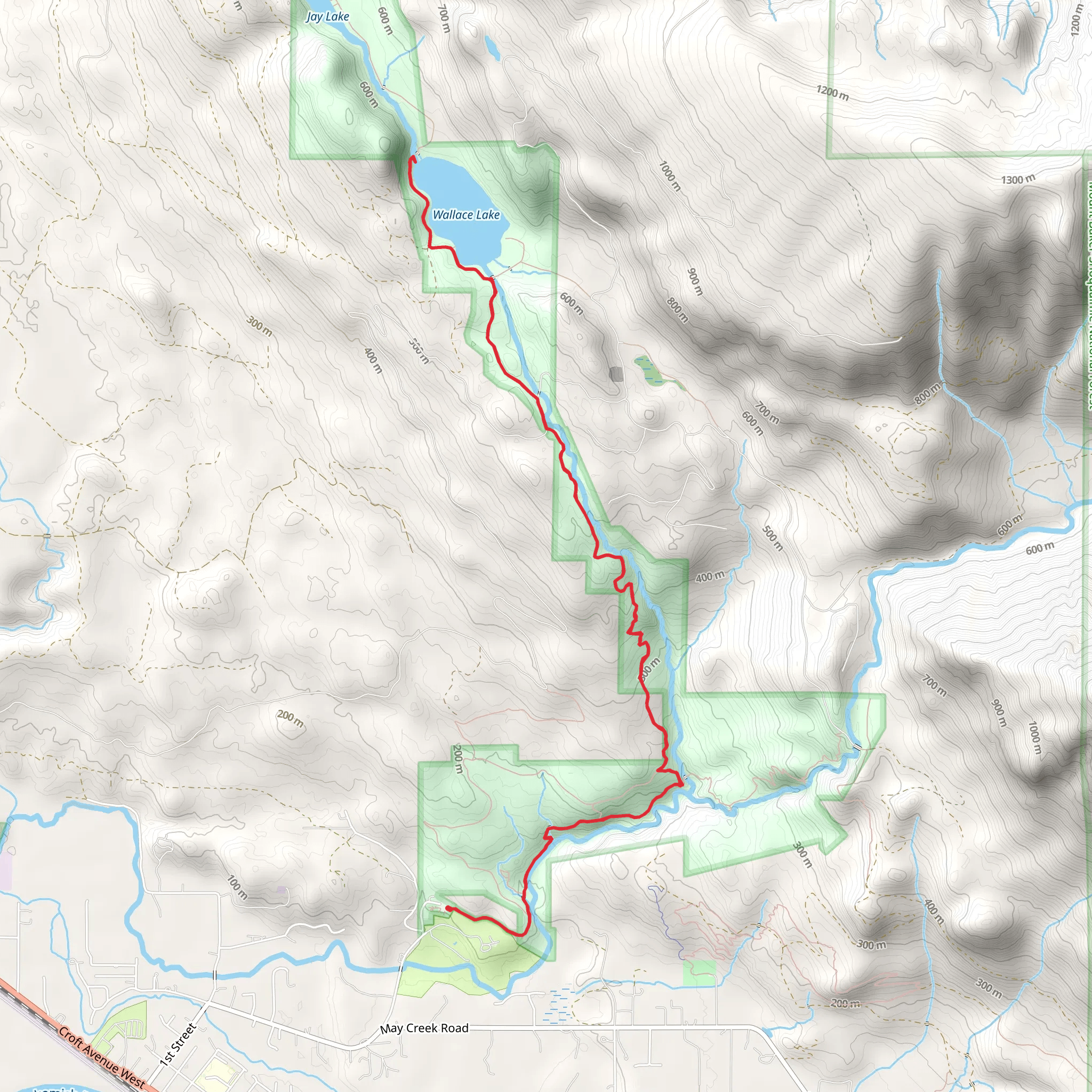 Wallace Lake via Greg Ball Trail mobile static map