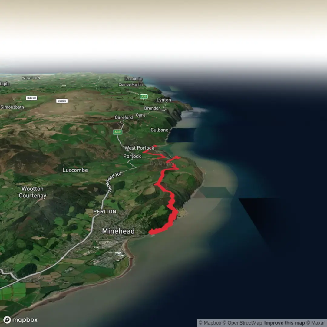 An image depicting the trail Minehead to Porlock Weir SWCP - Upper Limits UK and its surrounding area.