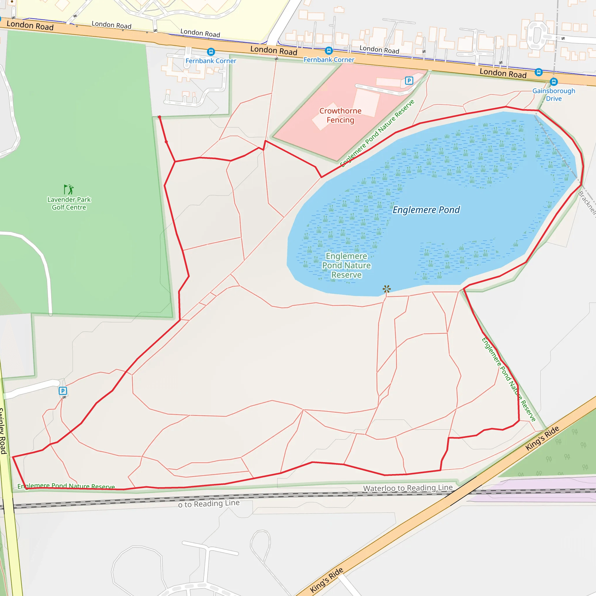 Englemere Pond Nature Reserve Loop mobile static map