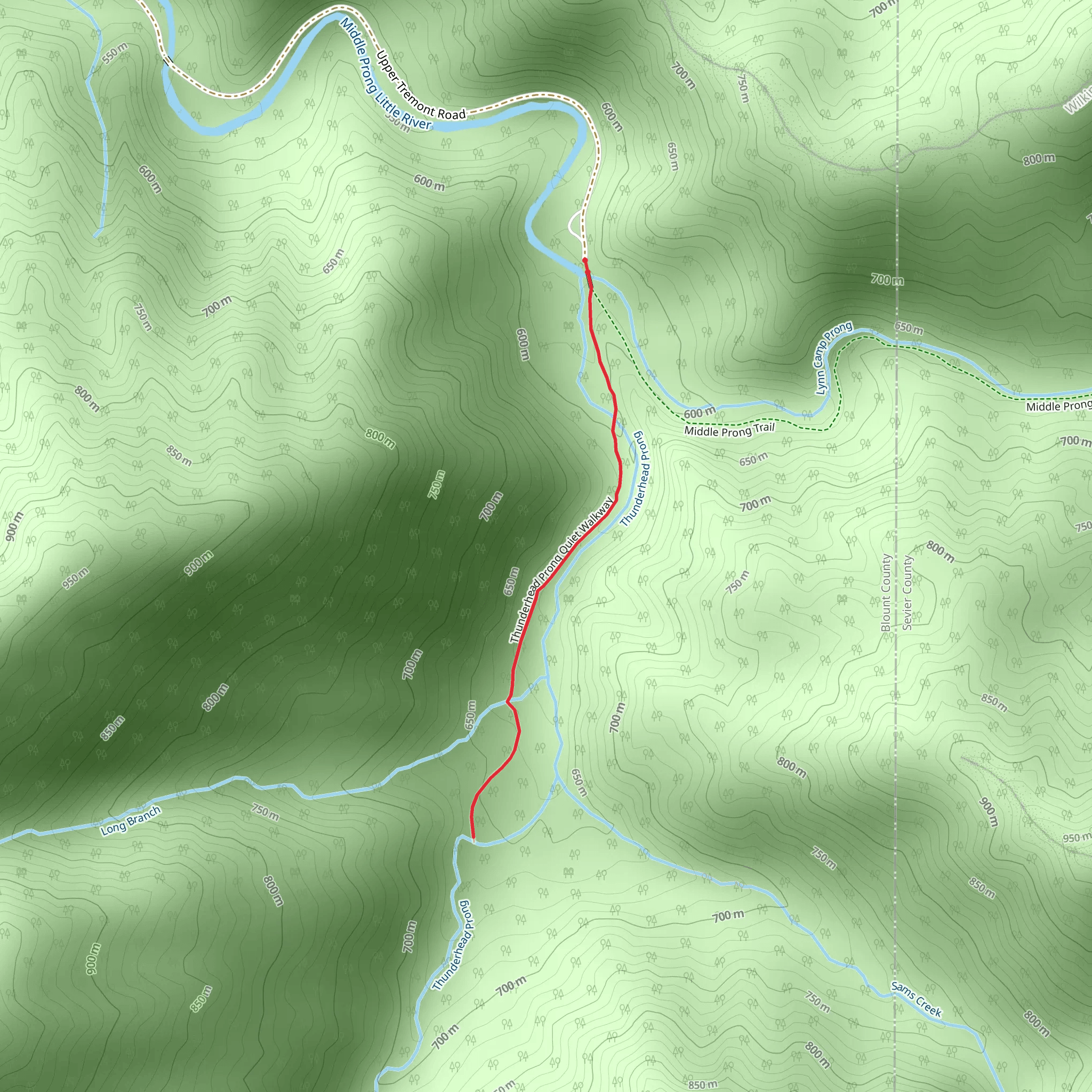 Thunderhead Prong Quiet Walkway mobile static map