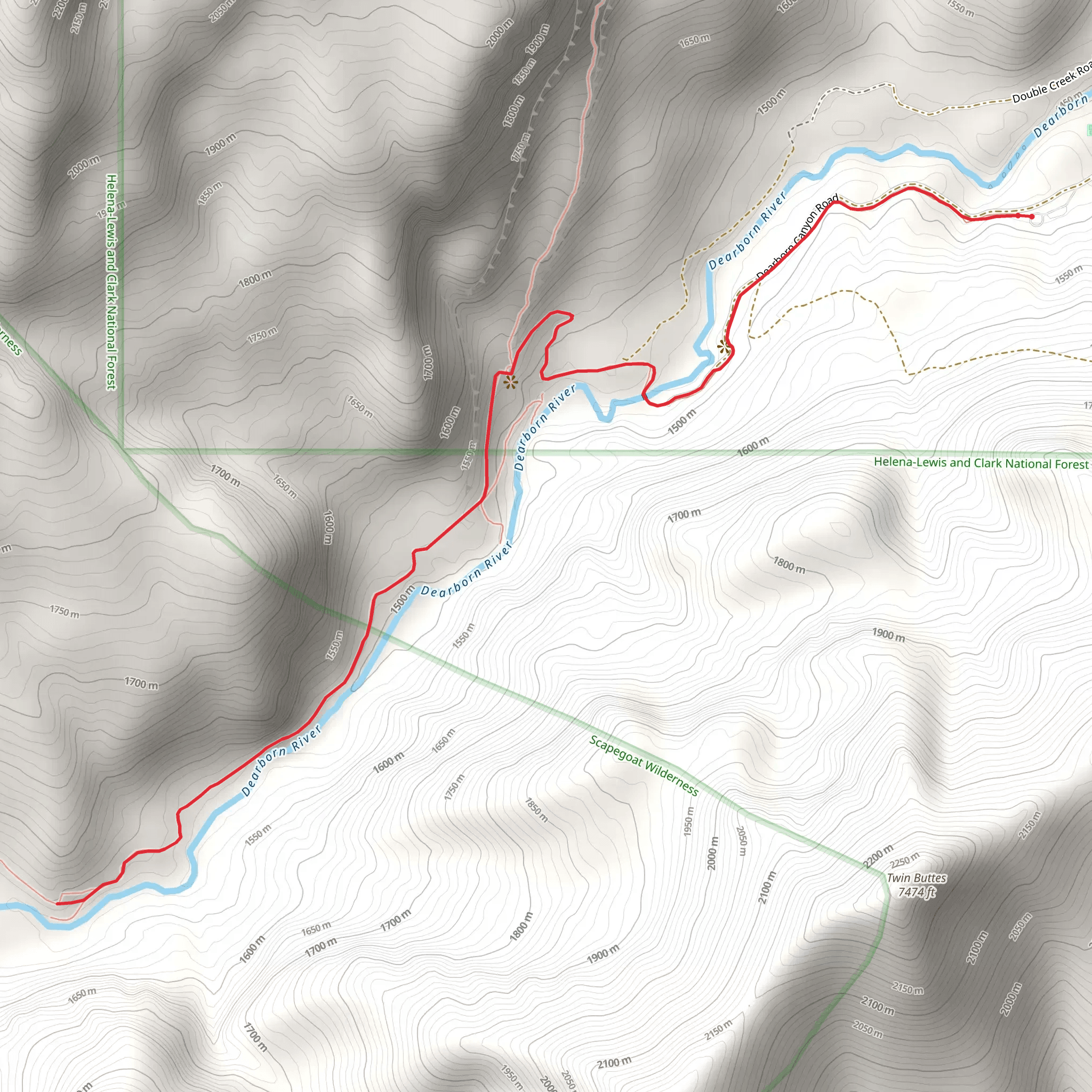 Dearborn Canyon Road Trail mobile static map