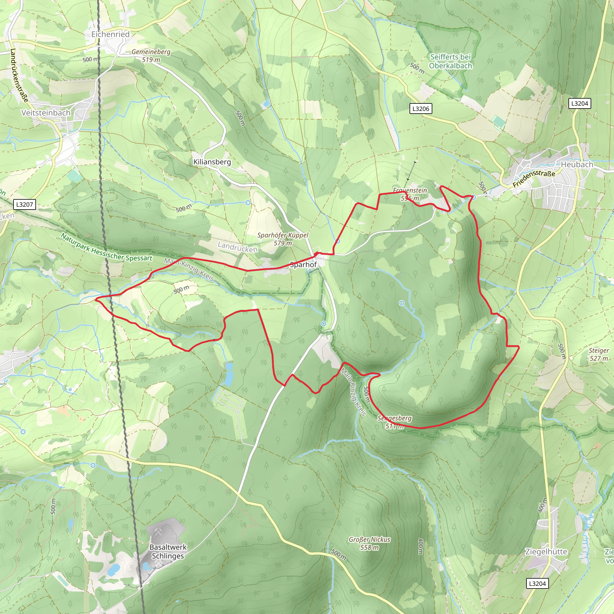 Taufstein and Sengesberg via Kalbach Wanderweg Sparhof mobile static map