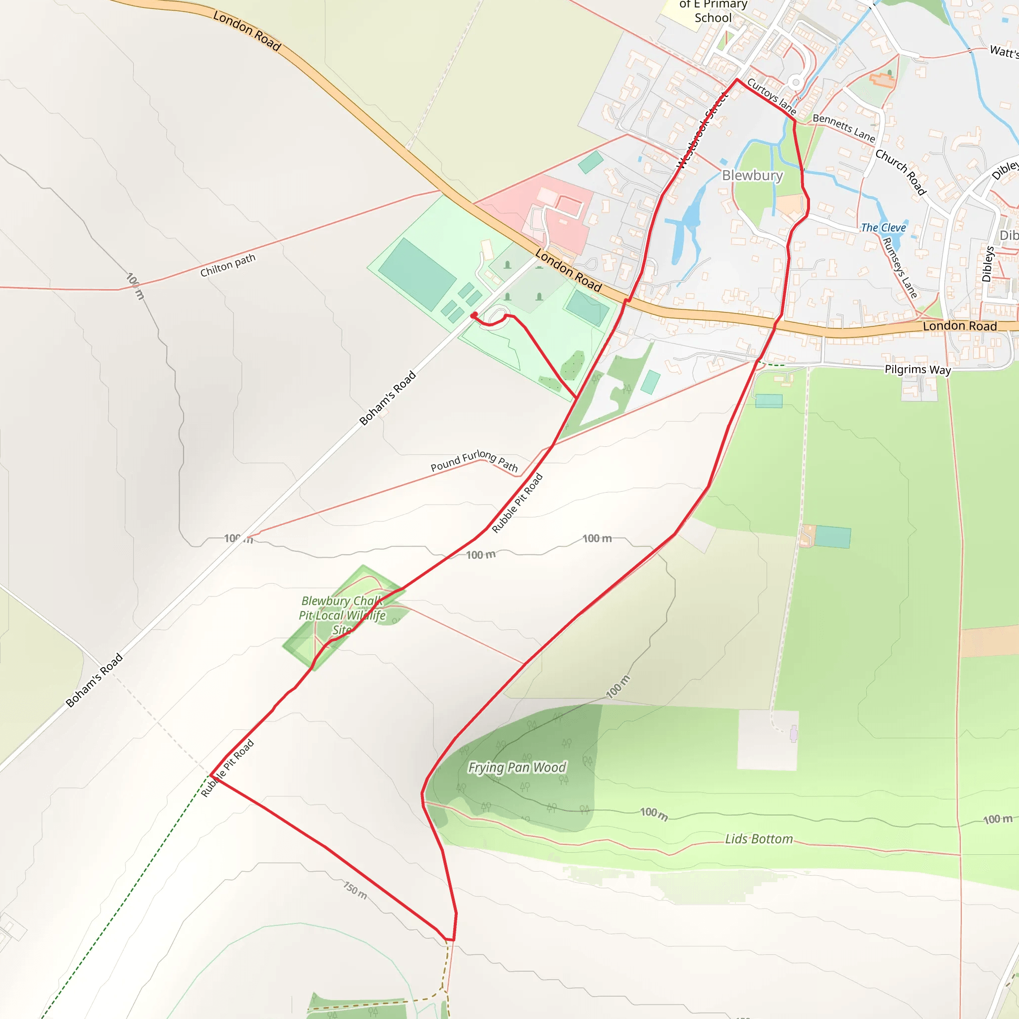 The Chalk Pit and Blewbury Loop mobile static map