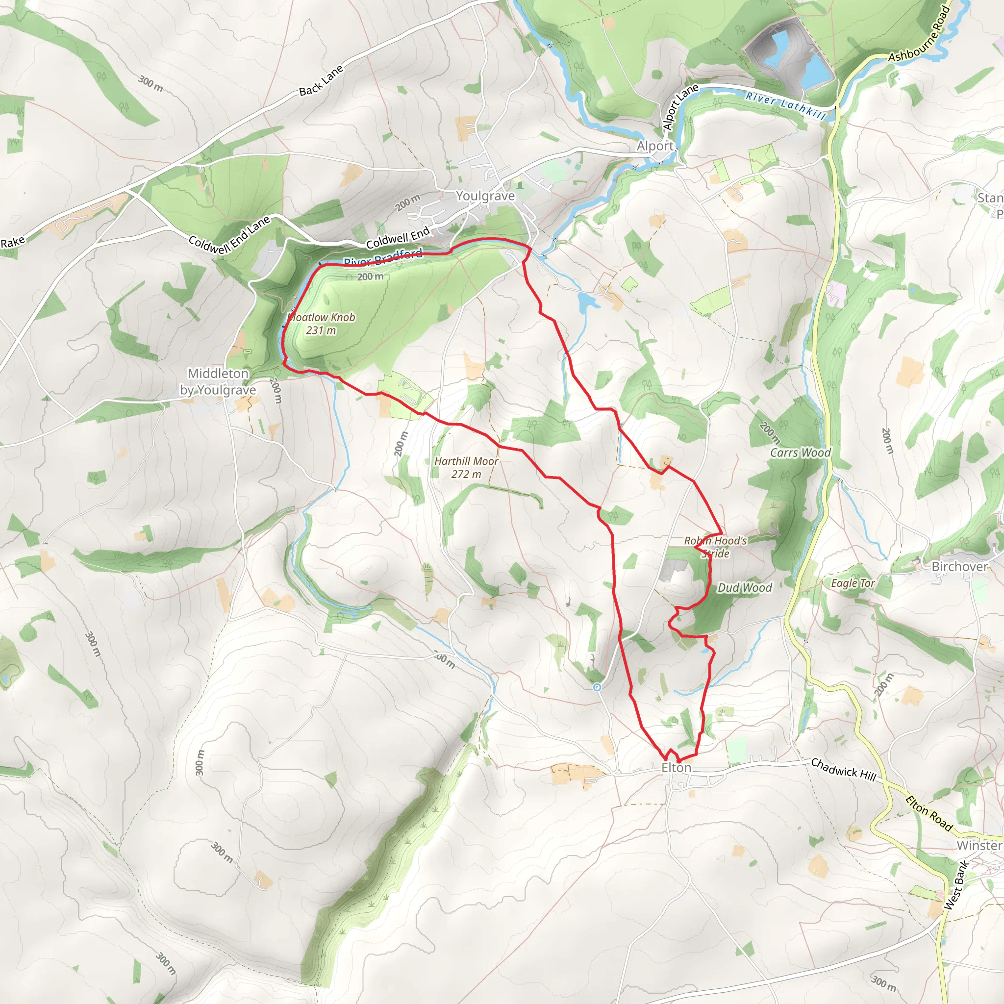 Elton to Middleton by Youlgreave Loop Walk mobile static map