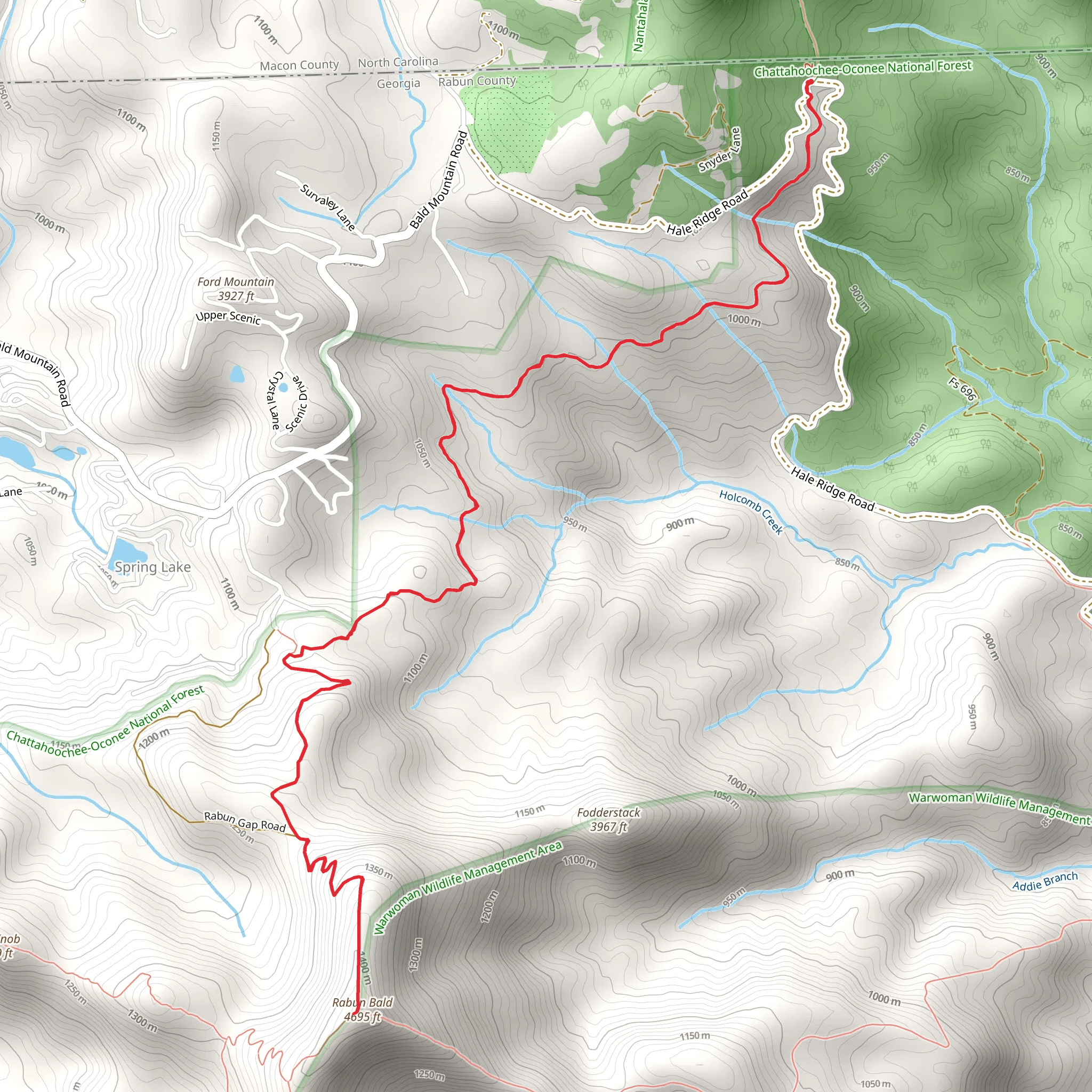 Rabun Bald via Bartram Trail mobile static map