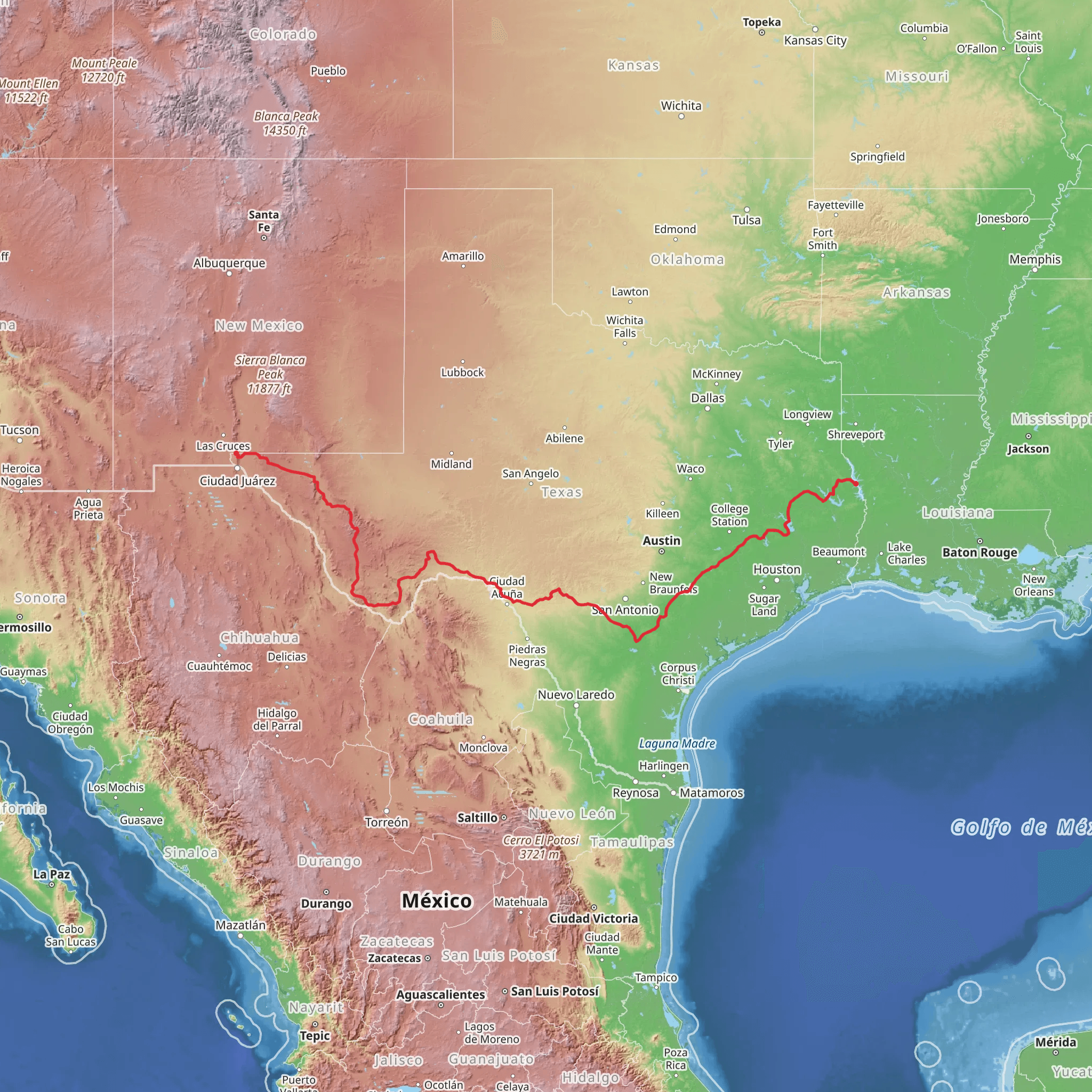 American Perimeter Trail - Texas Primary mobile static map