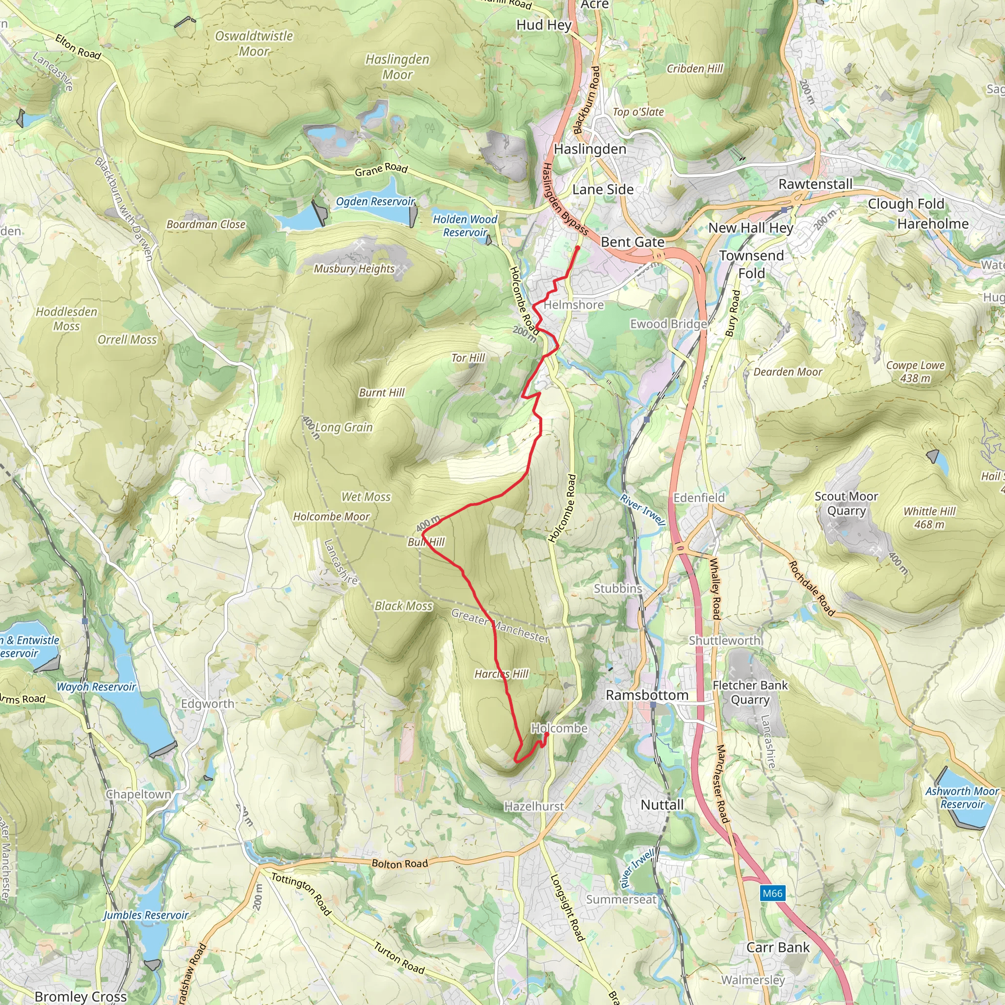 Holcombe to Haslingden Walk mobile static map